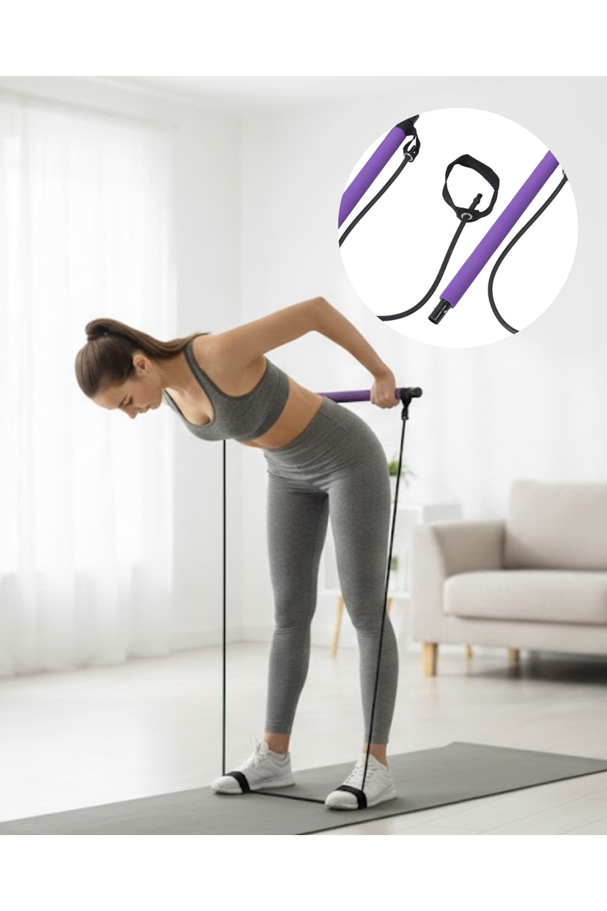 Pilates Bar Direnç Aleti Duruş Geliştirici ve Kas Güçlendirici