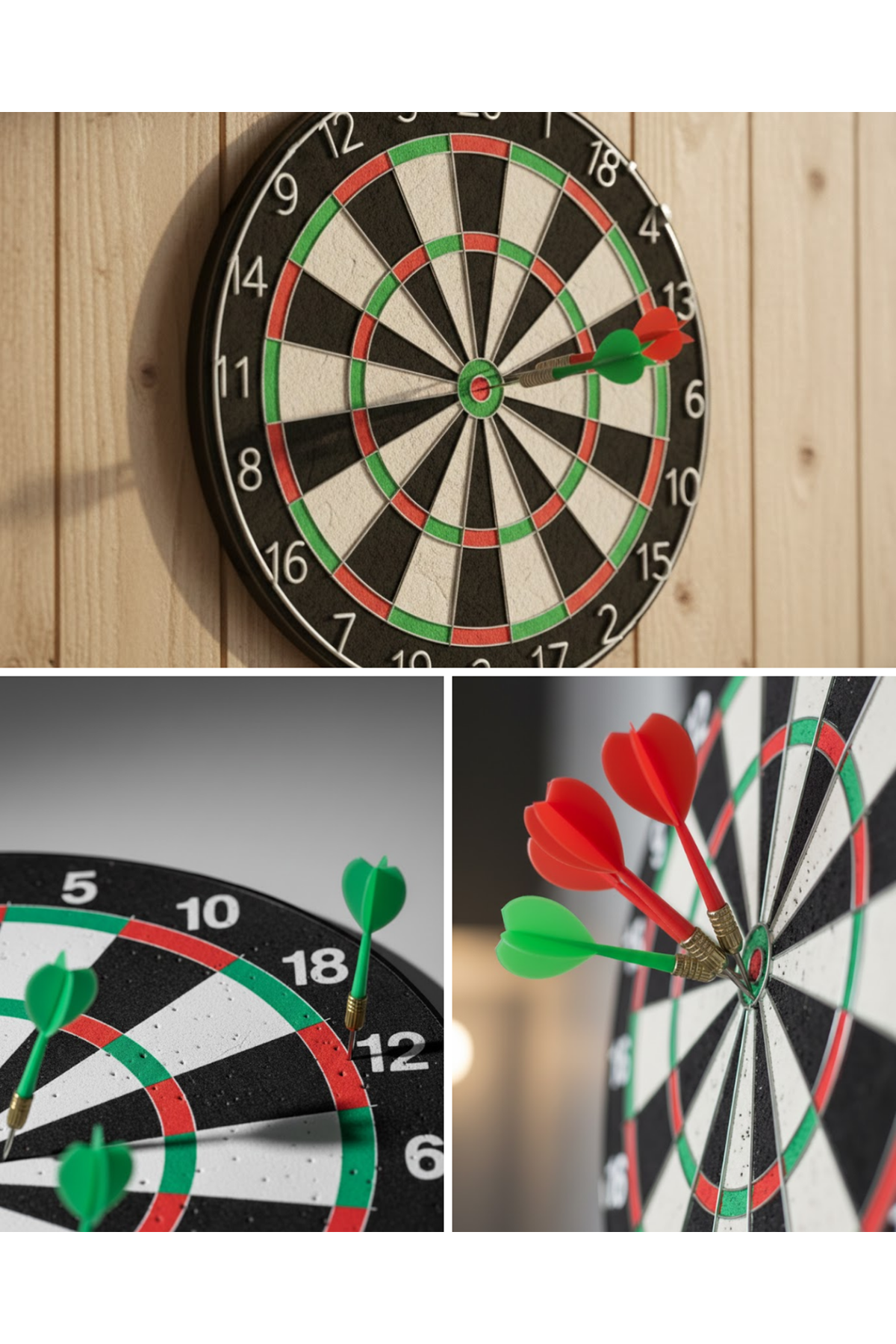 Kaliteli Ahşap Dart Tahtası 12 İnç 4 Adet Metal İğne Uçlu Ok