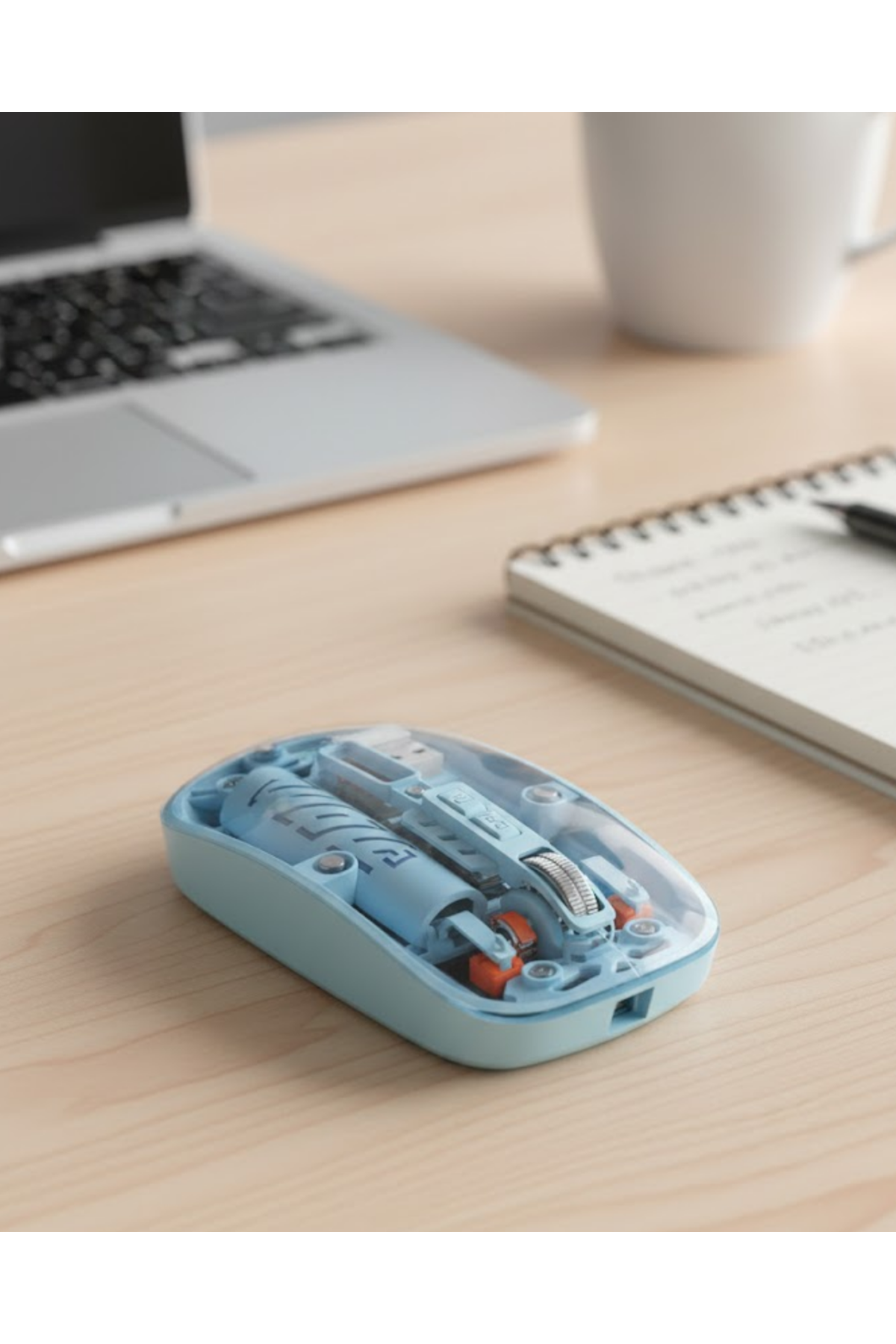 Mavi Kablosuz Mouse Bluetooth ve USB Çift Mod Bağlantılı