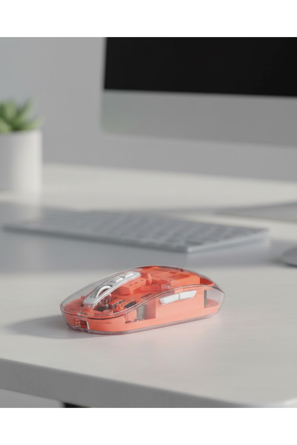 Sessiz Tıklamalı Şeffaf Mouse Bluetooth ve USB Uyumlu
