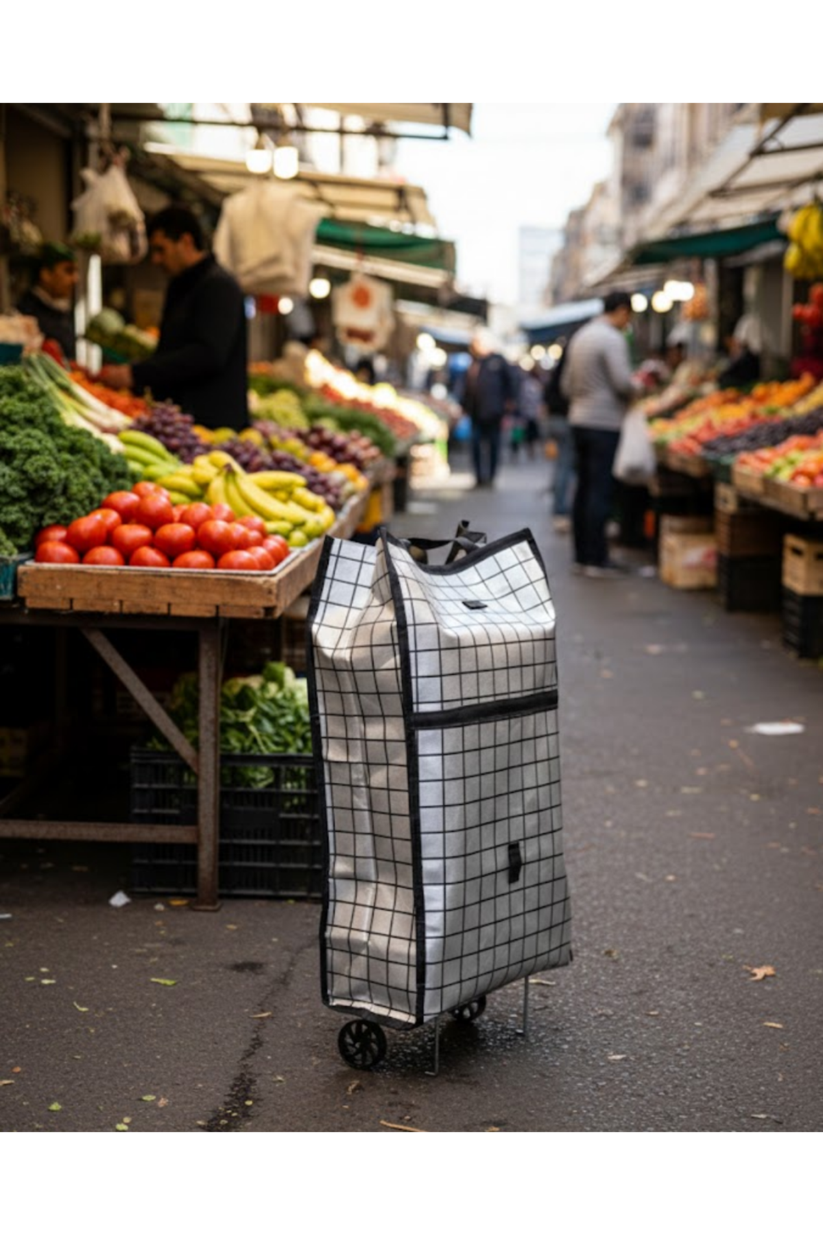 Ağır Yük Taşımaya Uygun Tekerlekli Market ve Pazar Çantası