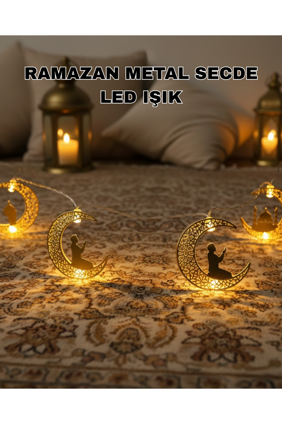 Ramazan Ay Işığı Secde Eden Adam Silüetli LED Peri Işığı