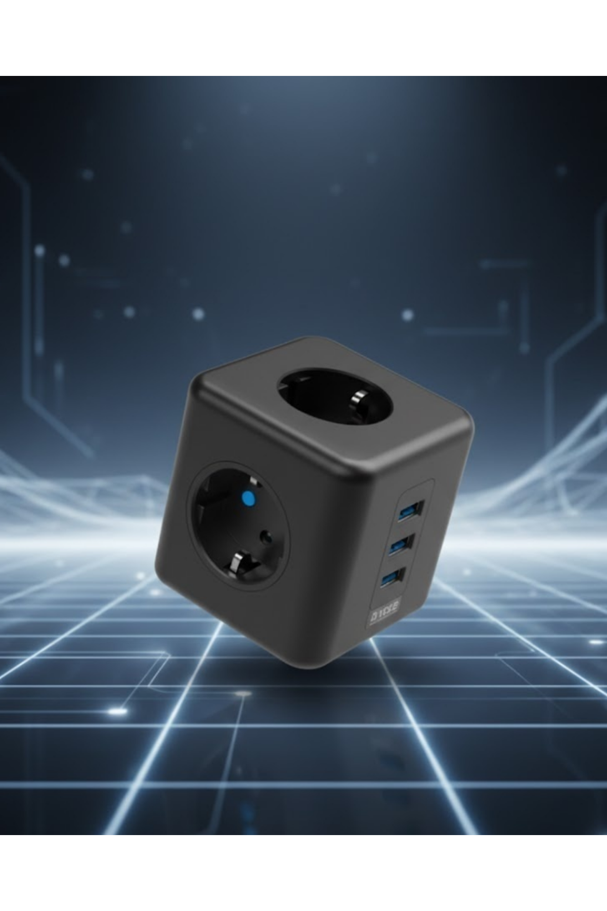Elektronik Cihazlar İçin Akım Korumalı 3 Prizli USB’li Küp Priz