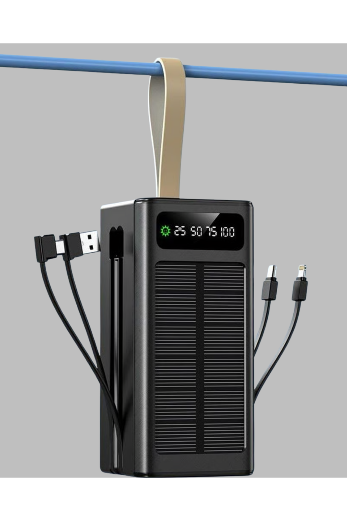 Güneş Enerjili Powerbank Dijital Göstergeli Taşınabilir Güç Kaynağı