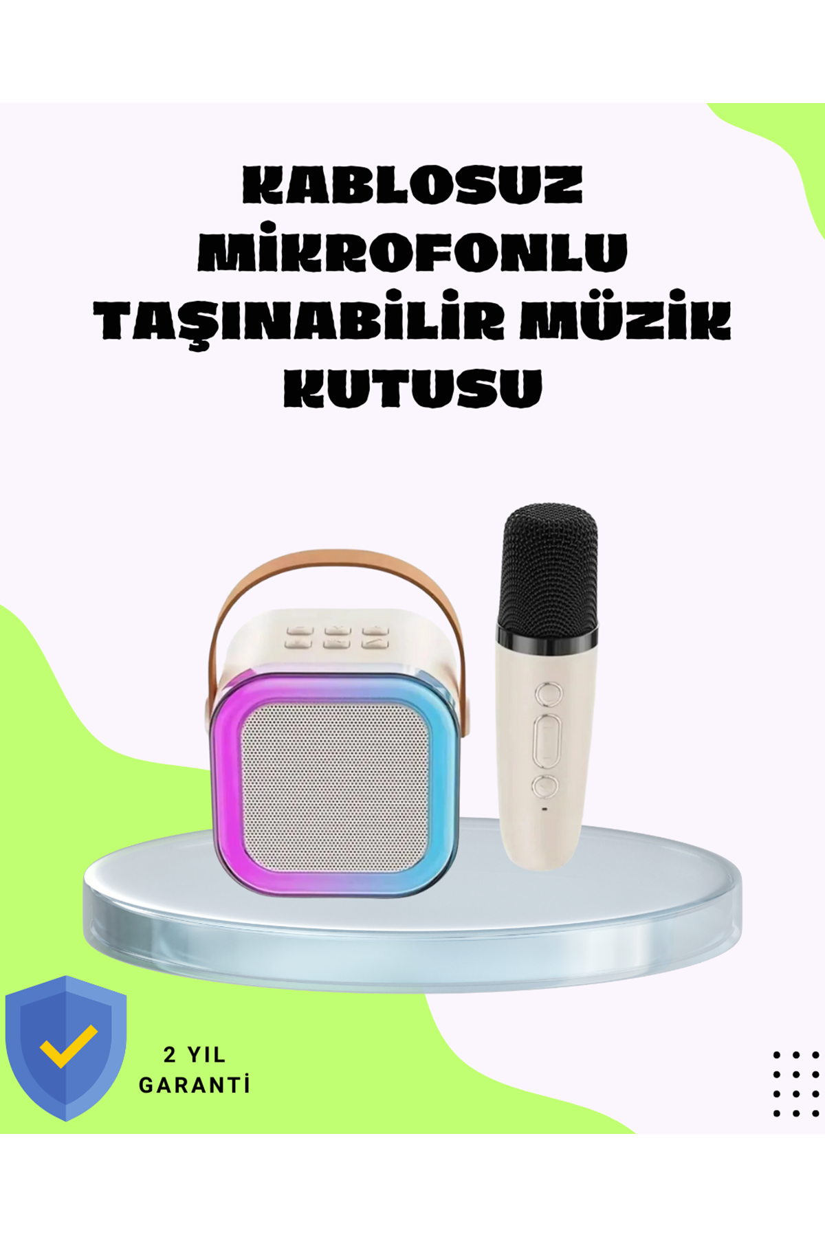 Taşınabilir Karaoke Mikrofon Seti Bluetooth Hoparlörlü