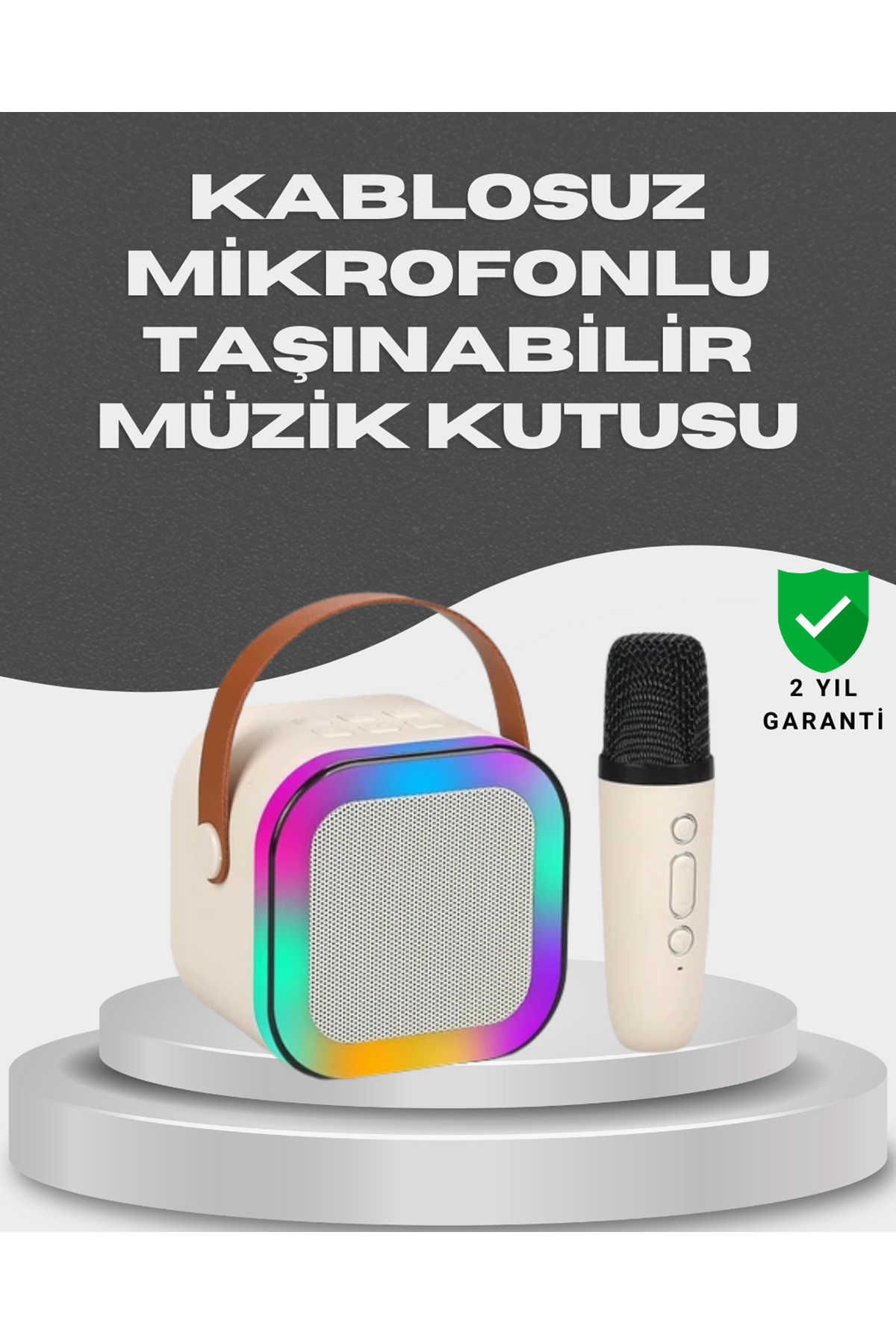 Kablosuz Karaoke Mikrofon Hoparlör Seti Güçlü Ses Çıkışı