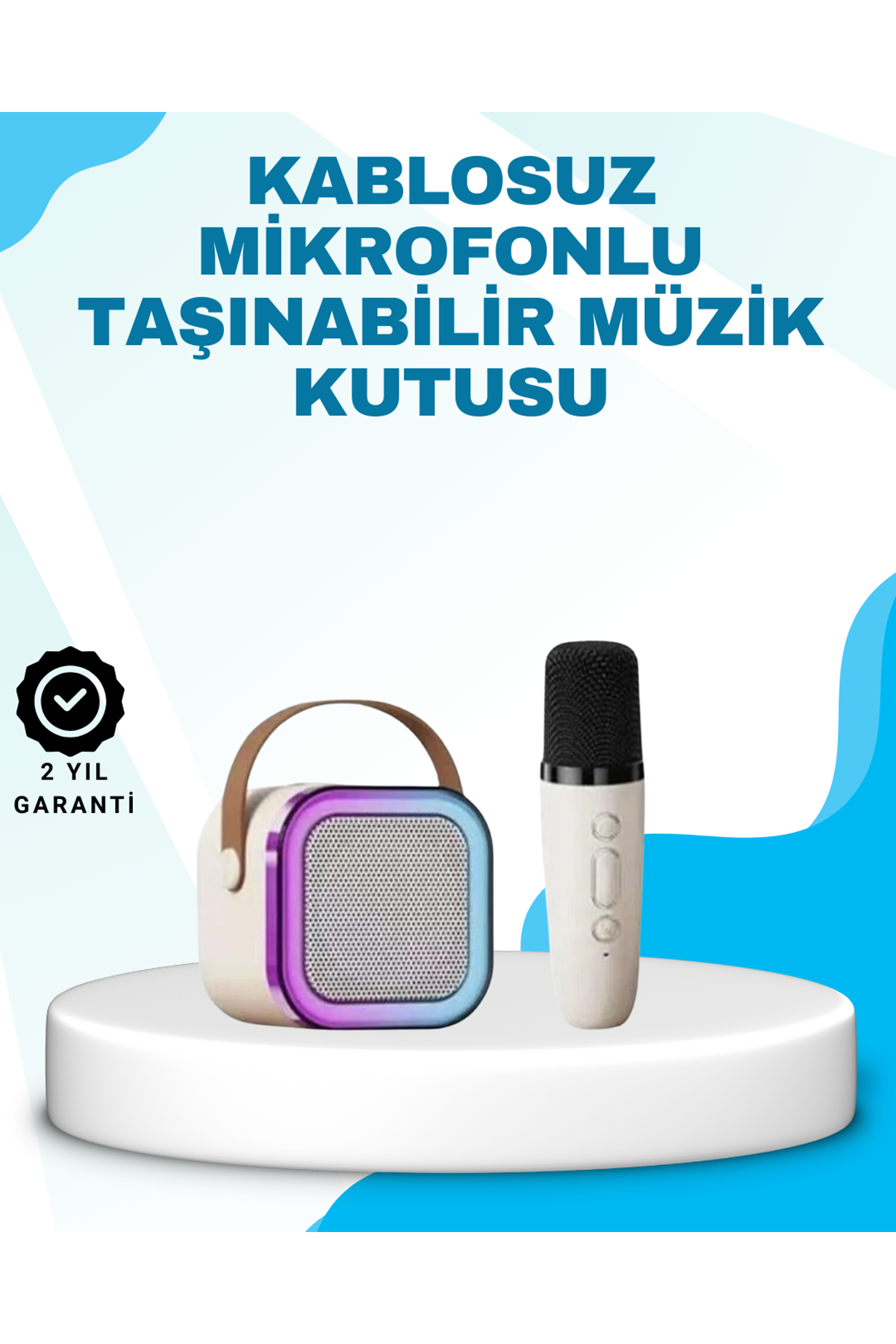 Karaoke Mikrofon Hoparlör Seti Bluetooth Kablosuz Taşınabilir