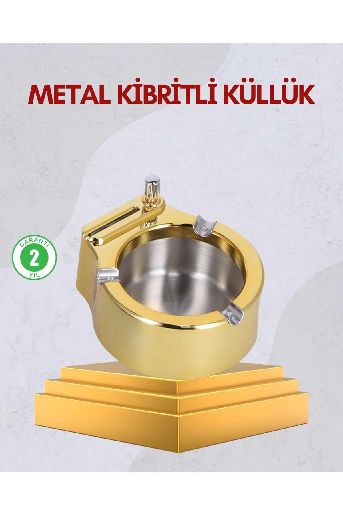 Paslanmaz Çelik Küllük Çakmaklı Masa Üstü Kullanım