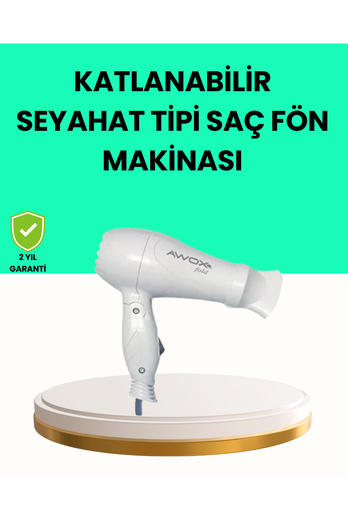 Katlanabilir Seyahat Tipi Saç Kurutma Makinesi Çift Kademeli Ayar