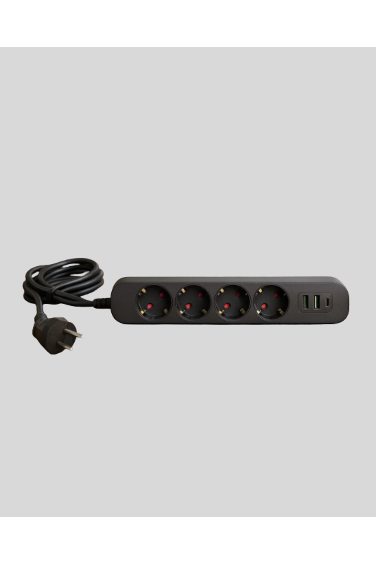 4 Priz 2 USB 1 Type-C Akım Korumalı Çoklu Priz Led Anahtarlı