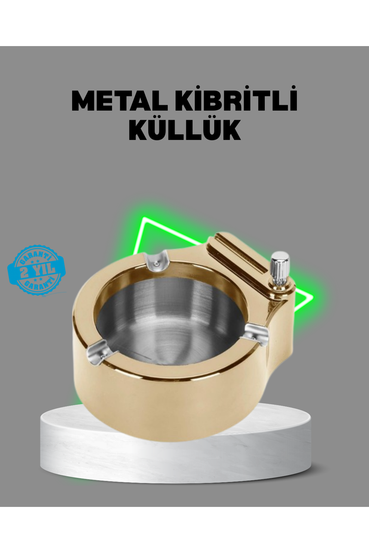 Çakmaklı Küllük Paslanmaz Metal Dayanıklı Tasarım