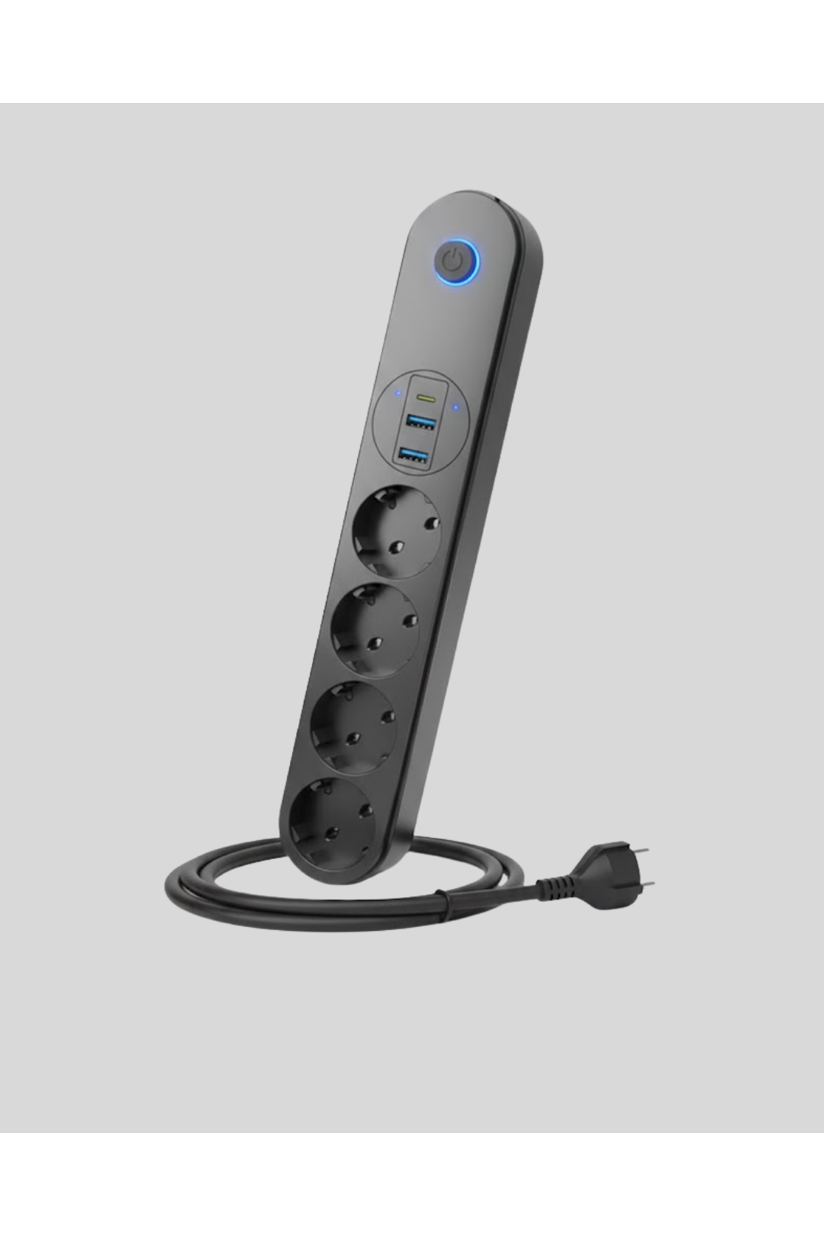 4 Priz 2 USB 1 Type-C Akım Korumalı Çoklu Priz Led Anahtarlı