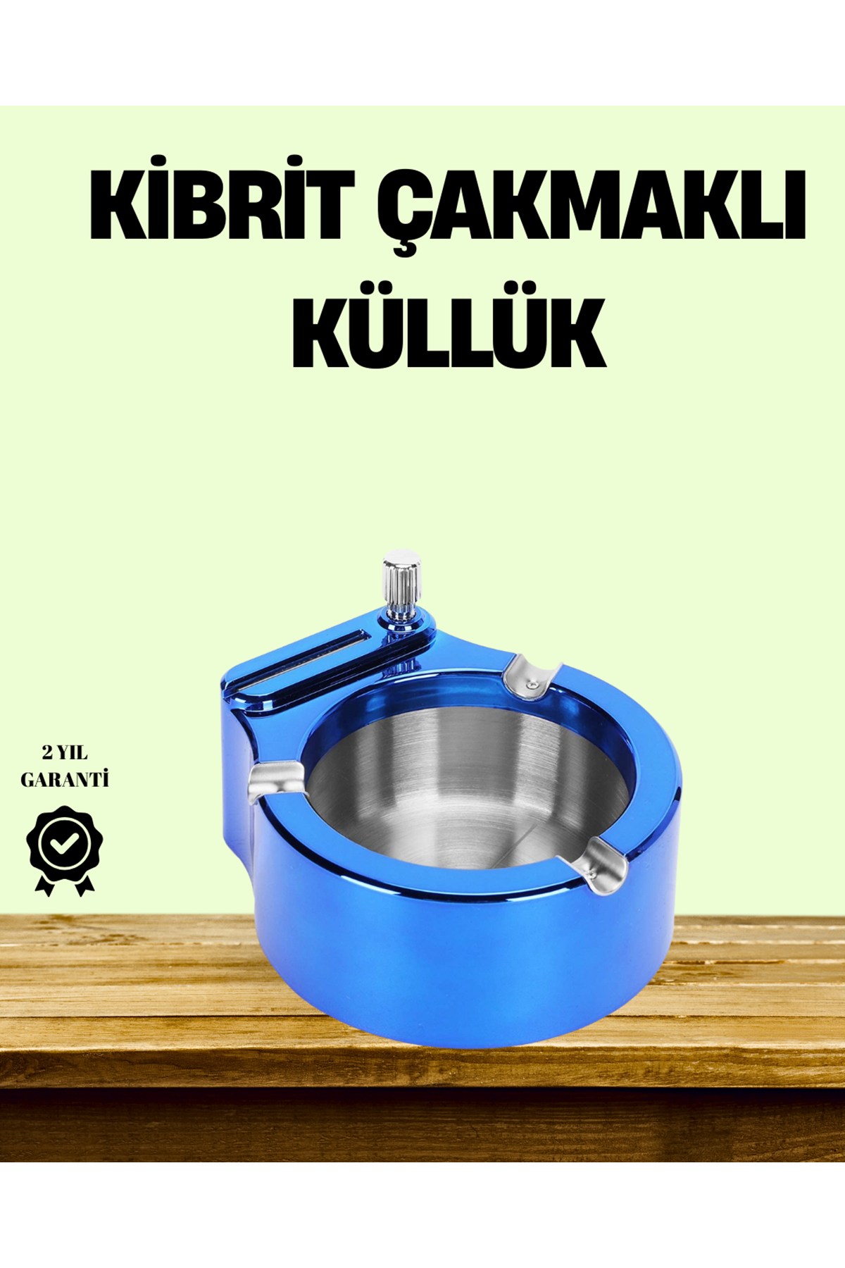 Çakmaklı Küllük Paslanmaz Çelik Şık Masa Aksesuarı