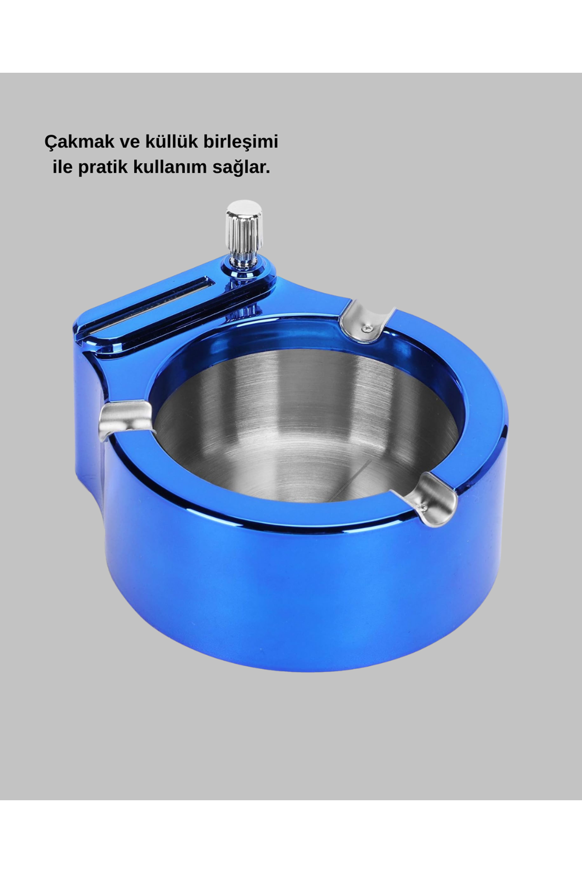 Çakmaklı Küllük Paslanmaz Çelik Şık Masa Aksesuarı
