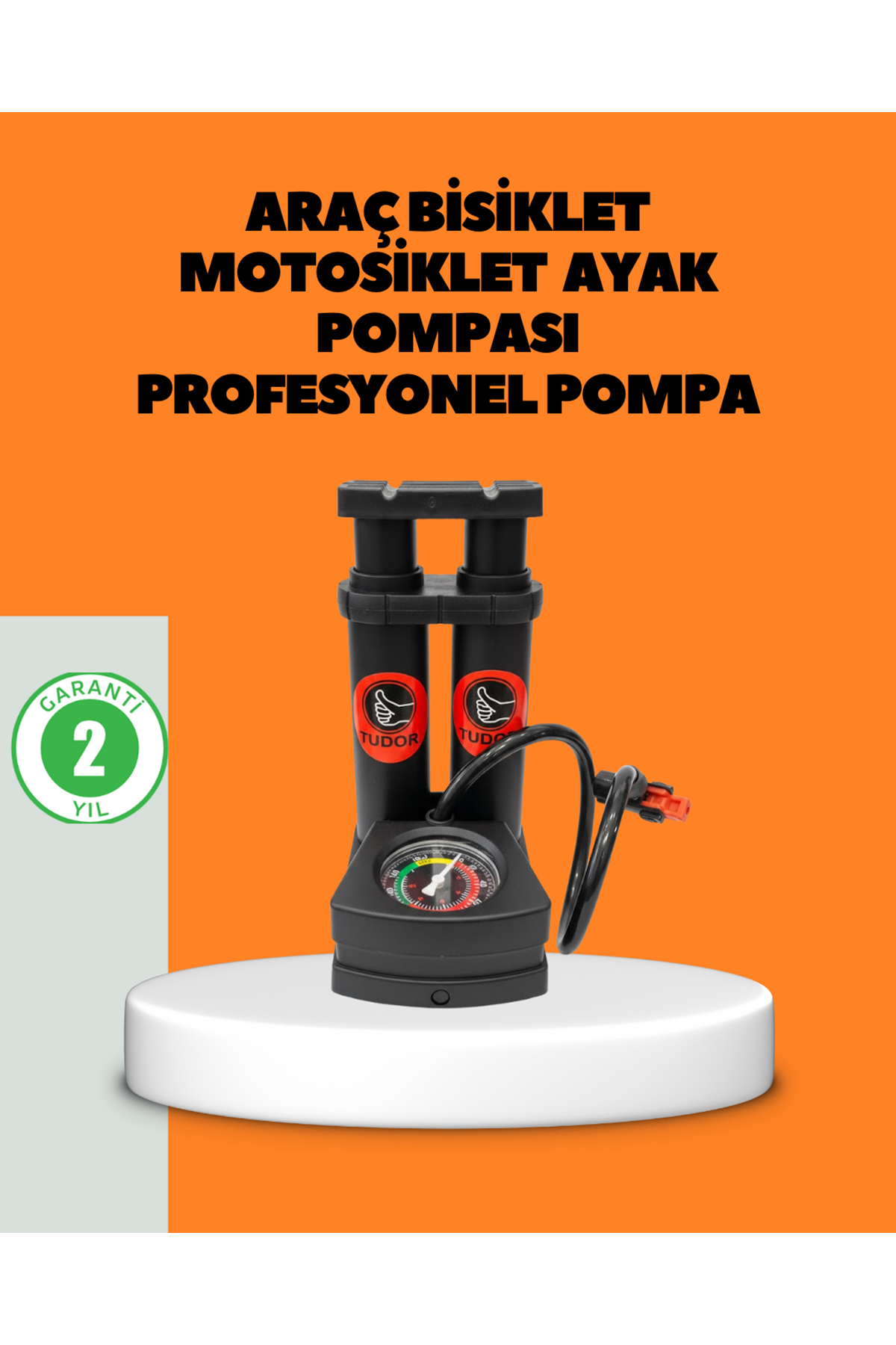 Ayaklı Bisiklet Pompası Basınç Göstergeli Çok Amaçlı