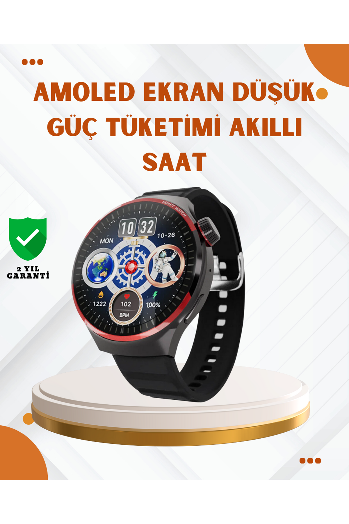 AMOLED Ekranlı Akıllı Saat Bluetooth Arama ve NFC Destekli