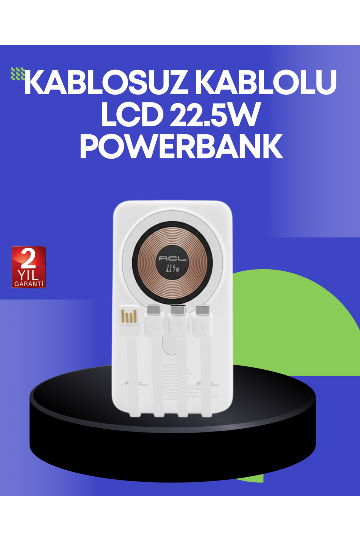 Çoklu Kablo Çıkışlı Taşınabilir Powerbank Kompakt Tasarım