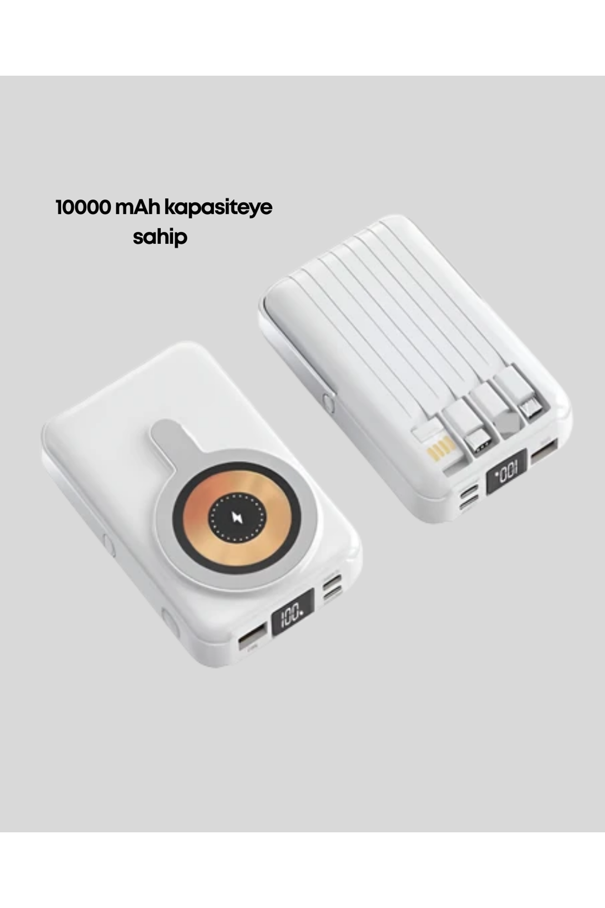 LCD Göstergeli Manyetik Powerbank Type C USB Girişli