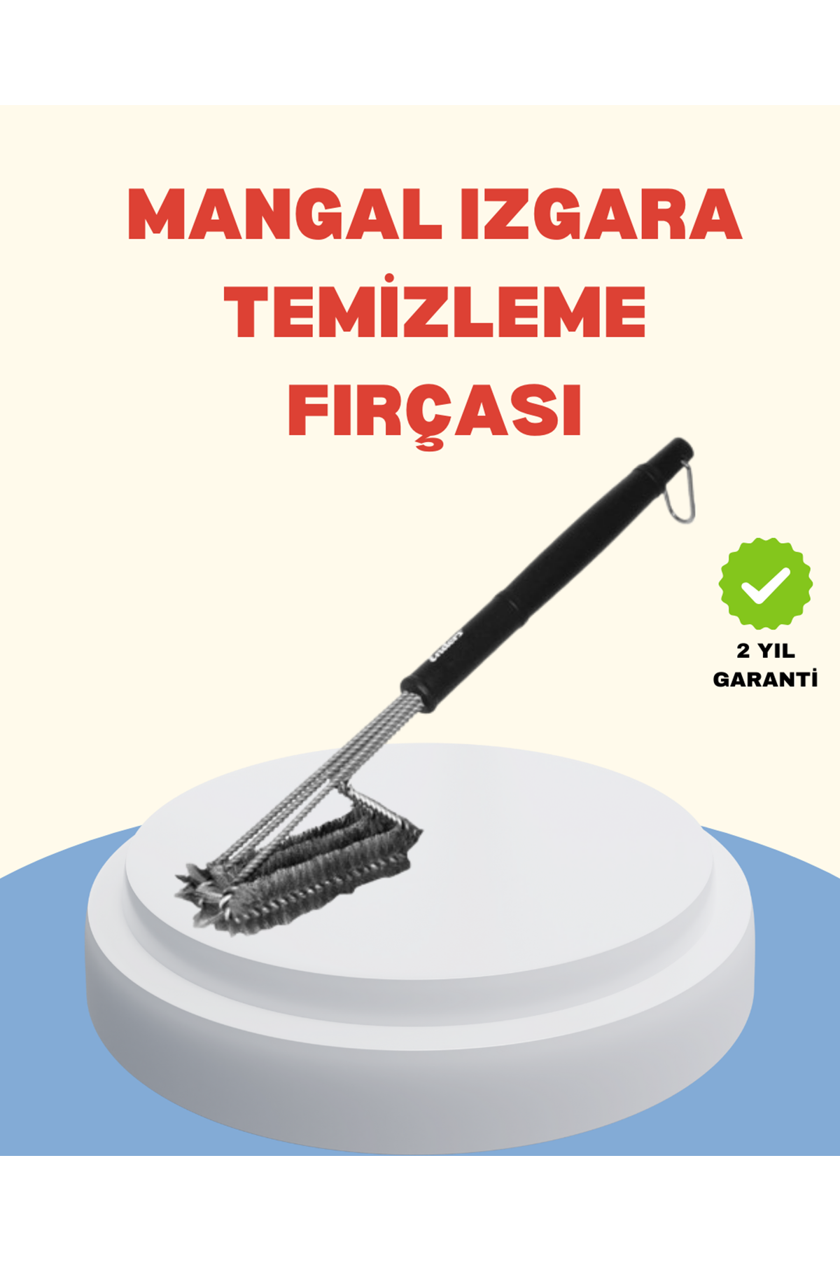 Uzun Saplı Izgara Temizleme Fırçası Çelik Telli
