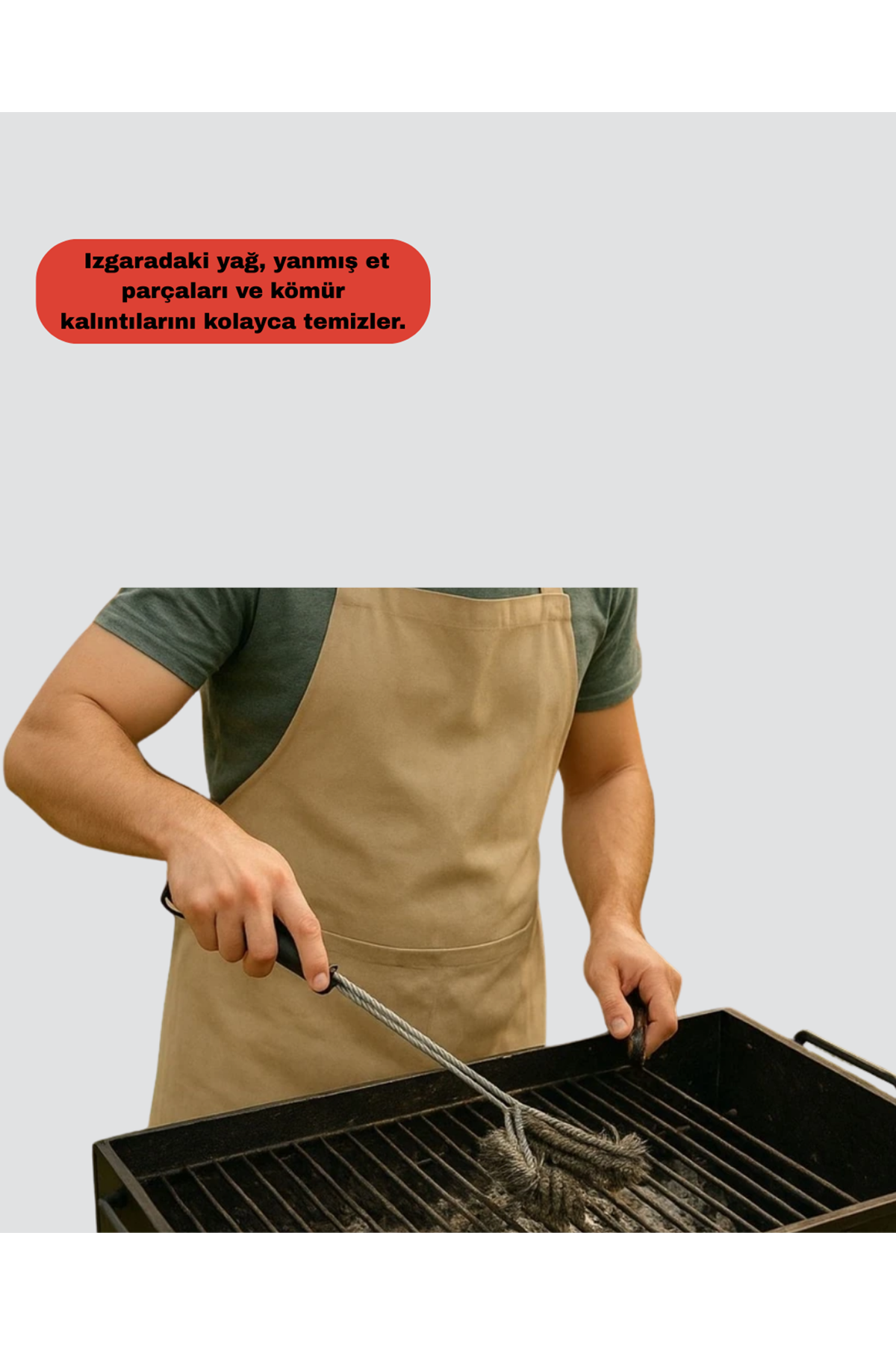 Uzun Saplı Izgara Temizleme Fırçası Çelik Telli