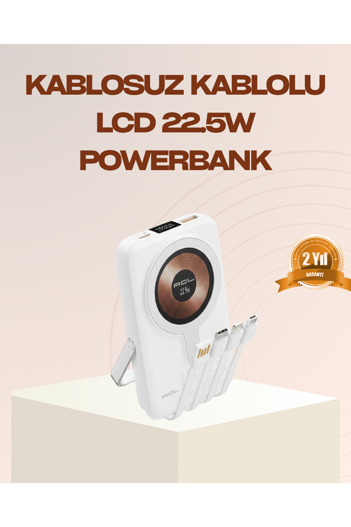 Manyetik Kablosuz Powerbank 22.5W Hızlı Şarj LCD Ekranlı