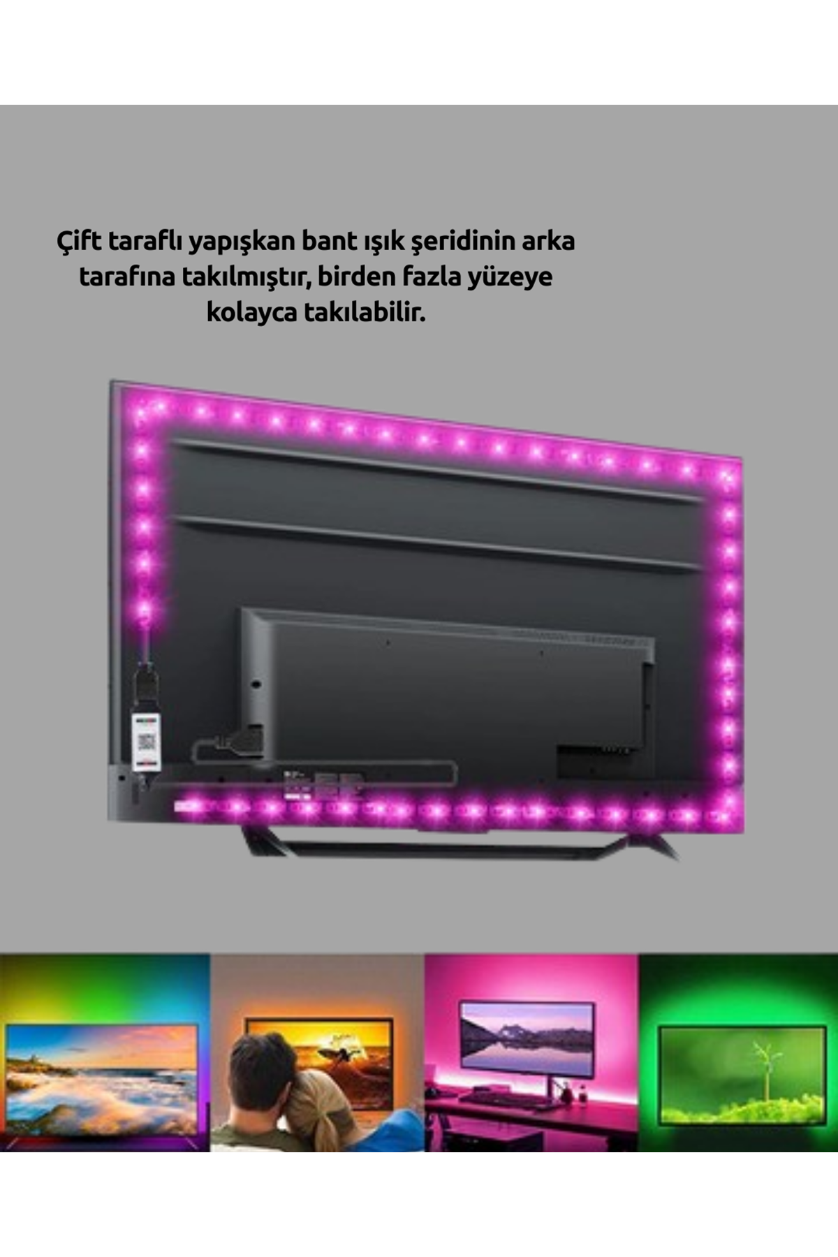 Kendinden Yapışkanlı LED Şerit Televizyon Aydınlatması 2mt
