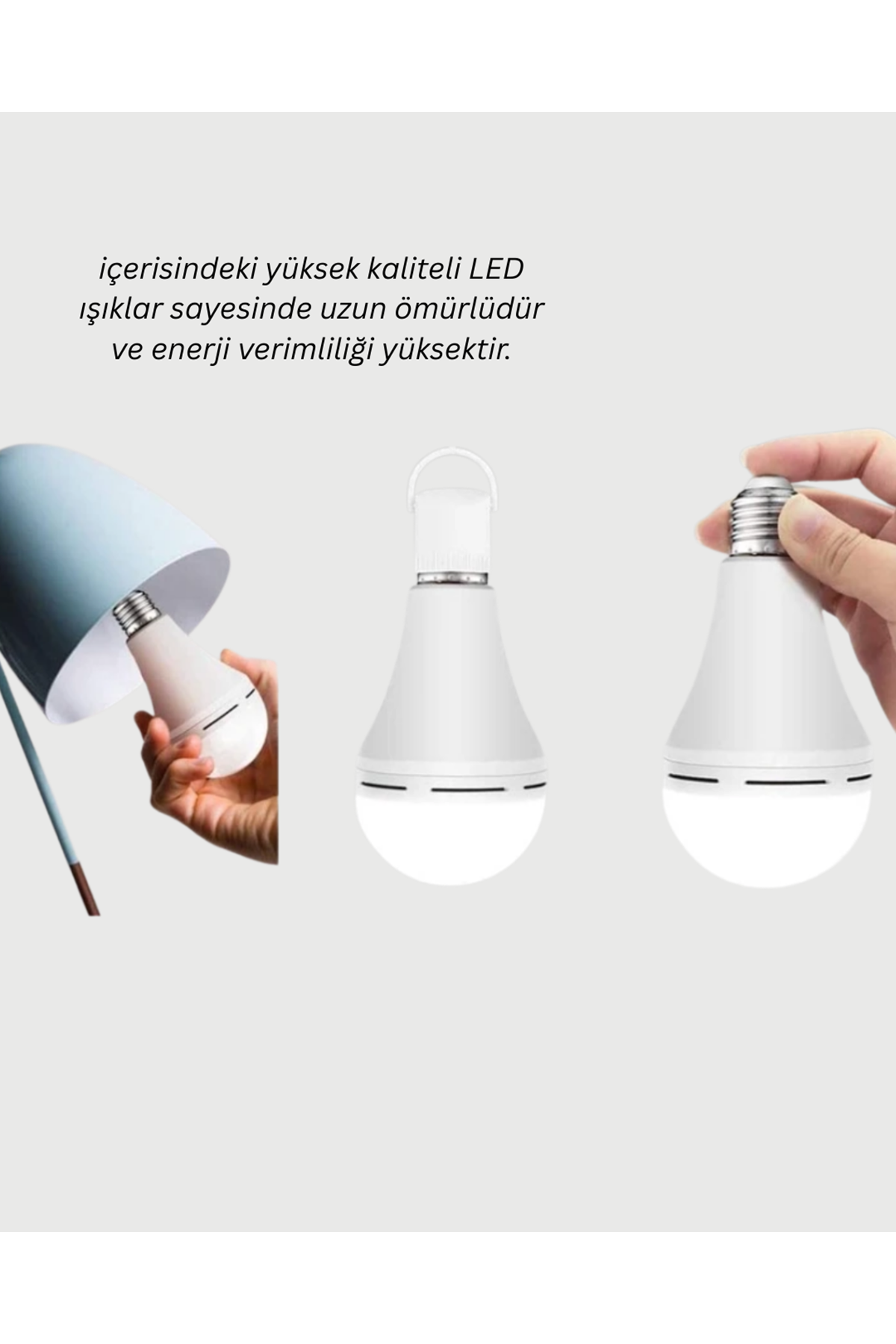 Acil Durumlar İçin Şarjlı LED Ampul 6400K Soğuk Beyaz 30 Watt