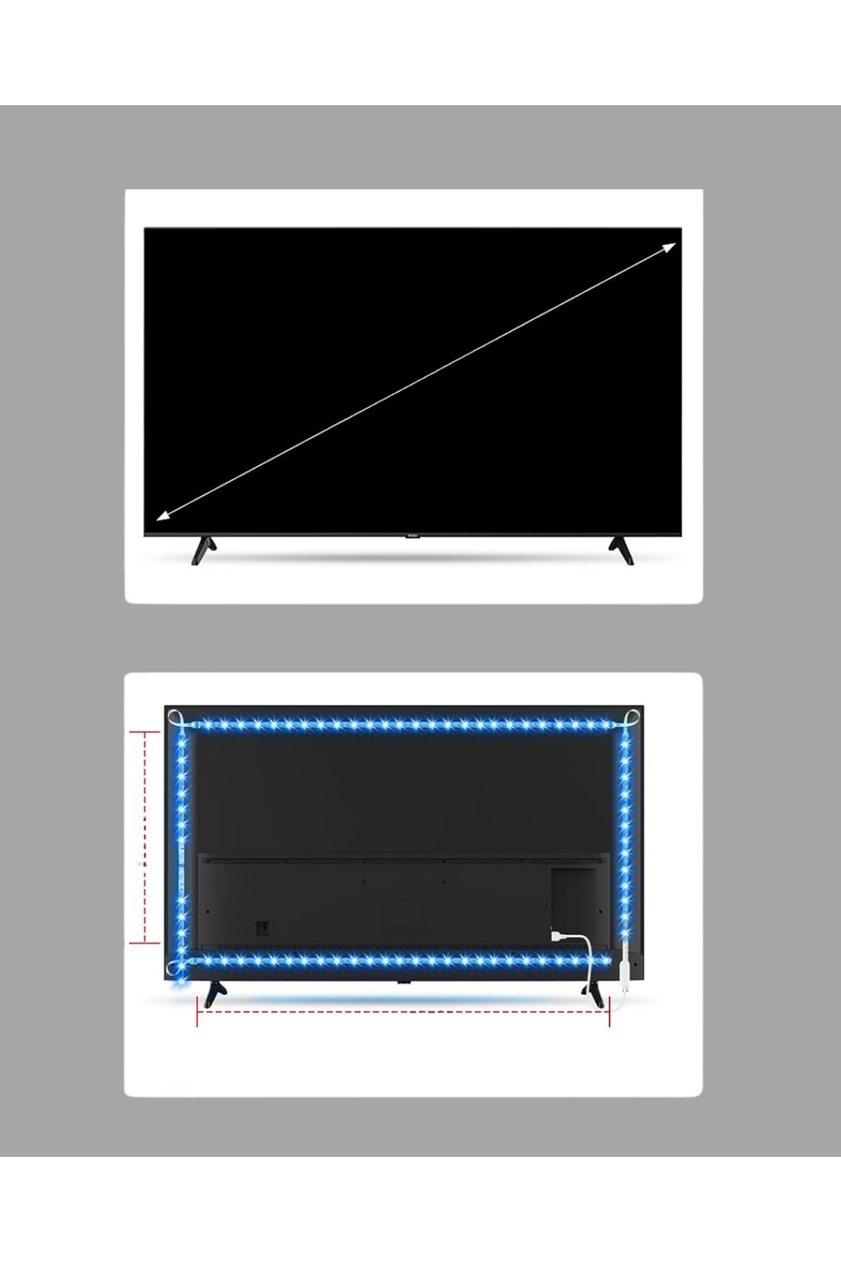 TV Arkası LED Şerit Işık Otomatik Açma Kapama Özellikli 2mt
