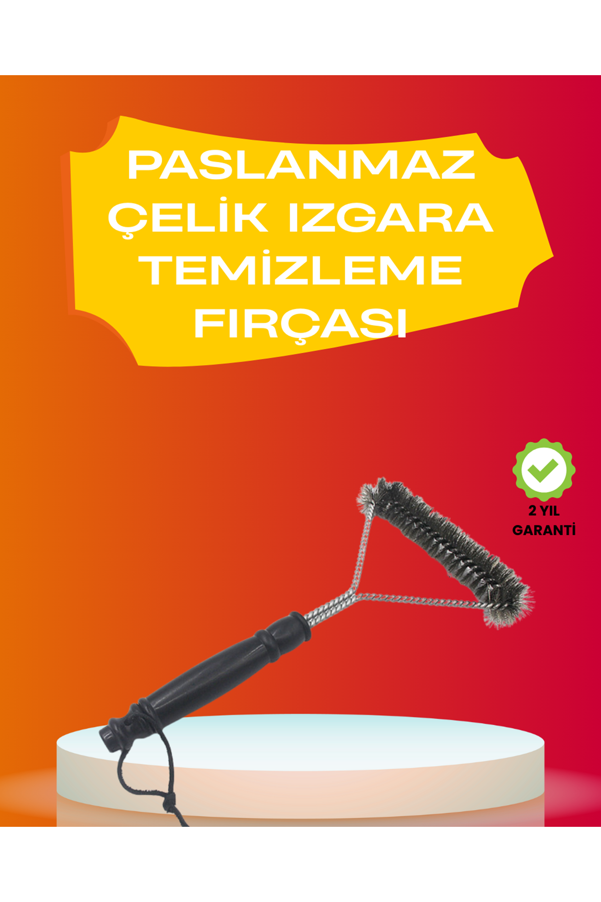 Mangal Izgara Temizleme Fırçası Pas Tutmaz Çelik Telli
