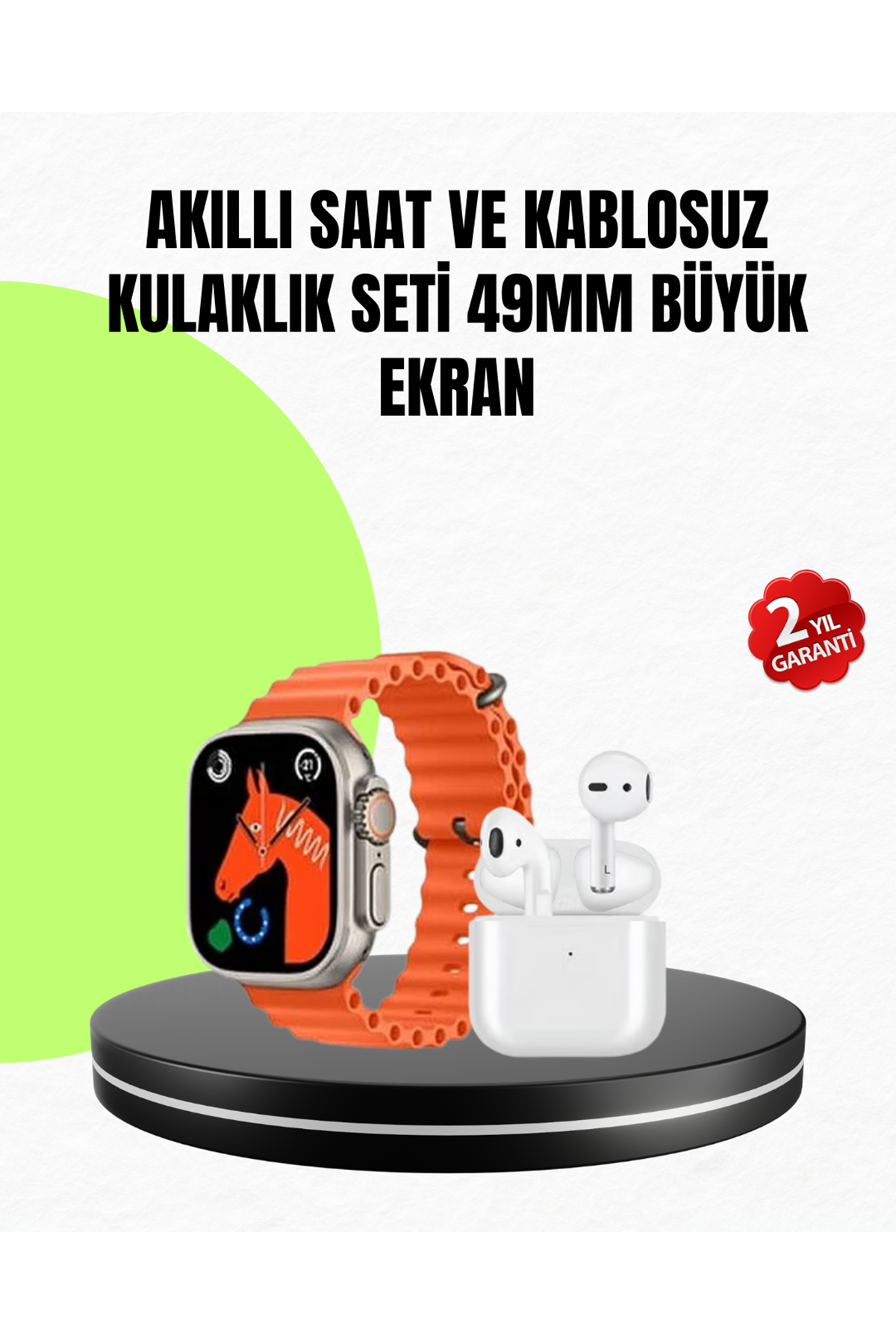 Watch 9 Max Akıllı Saat Seti 2 Kordonlu Kablosuz Kulaklık Hediyeli