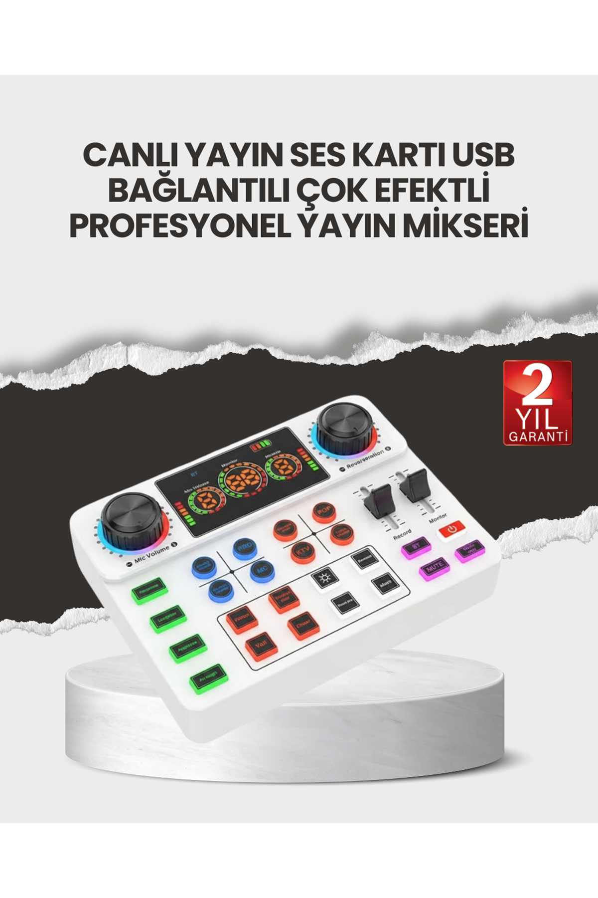 Çok Efektli Canlı Yayın Ses Mikseri USB ve Kablosuz Uyumlu
