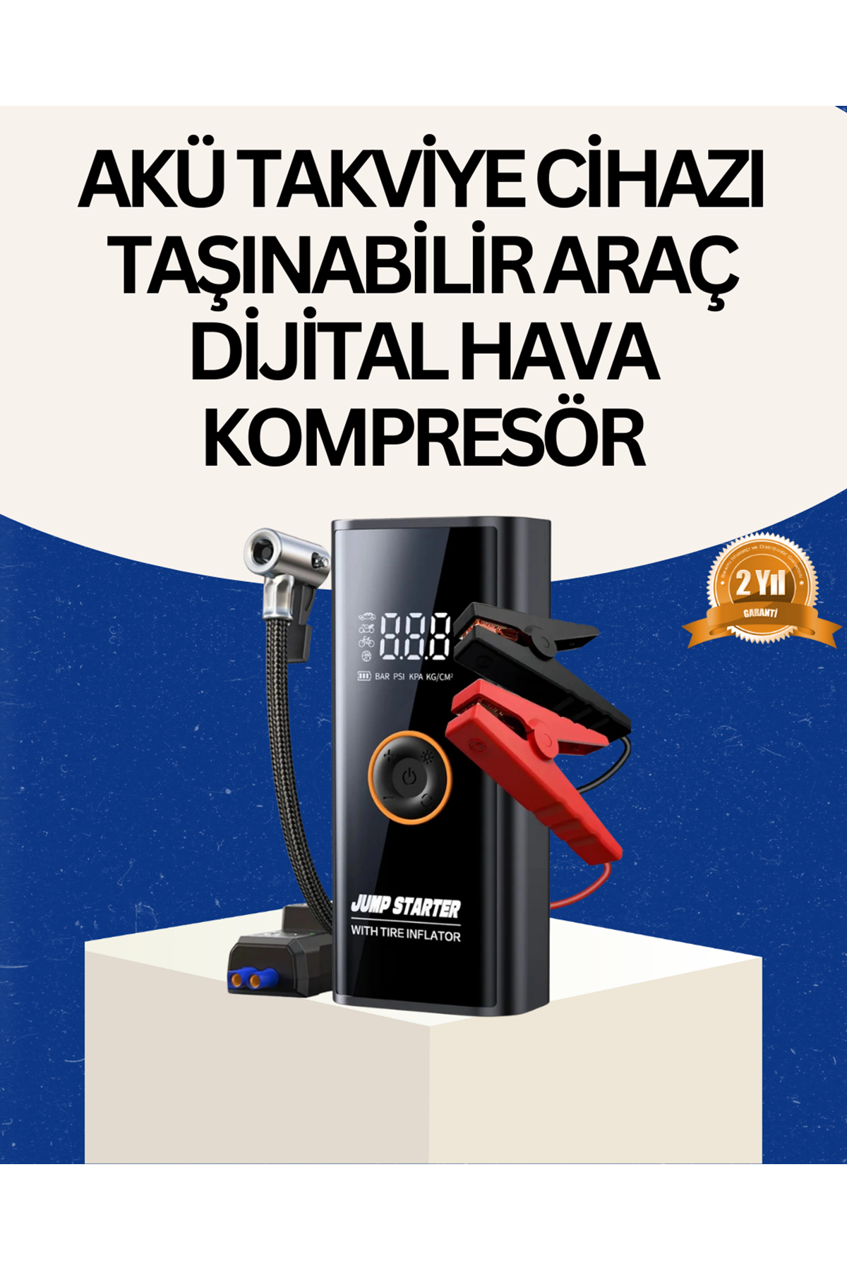 Taşınabilir Akü Takviye ve Akıllı Lastik Şişirme Pompası