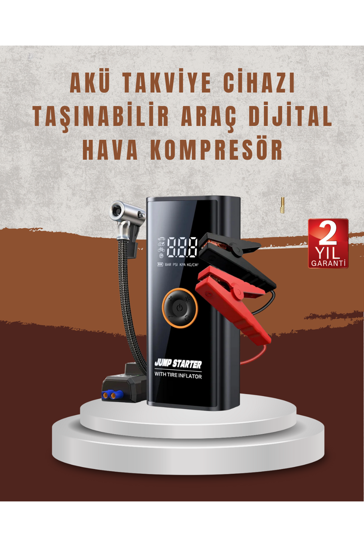 Çok Fonksiyonlu Araç Yol Yardım Kiti Jump Starter ve Lastik Pompası