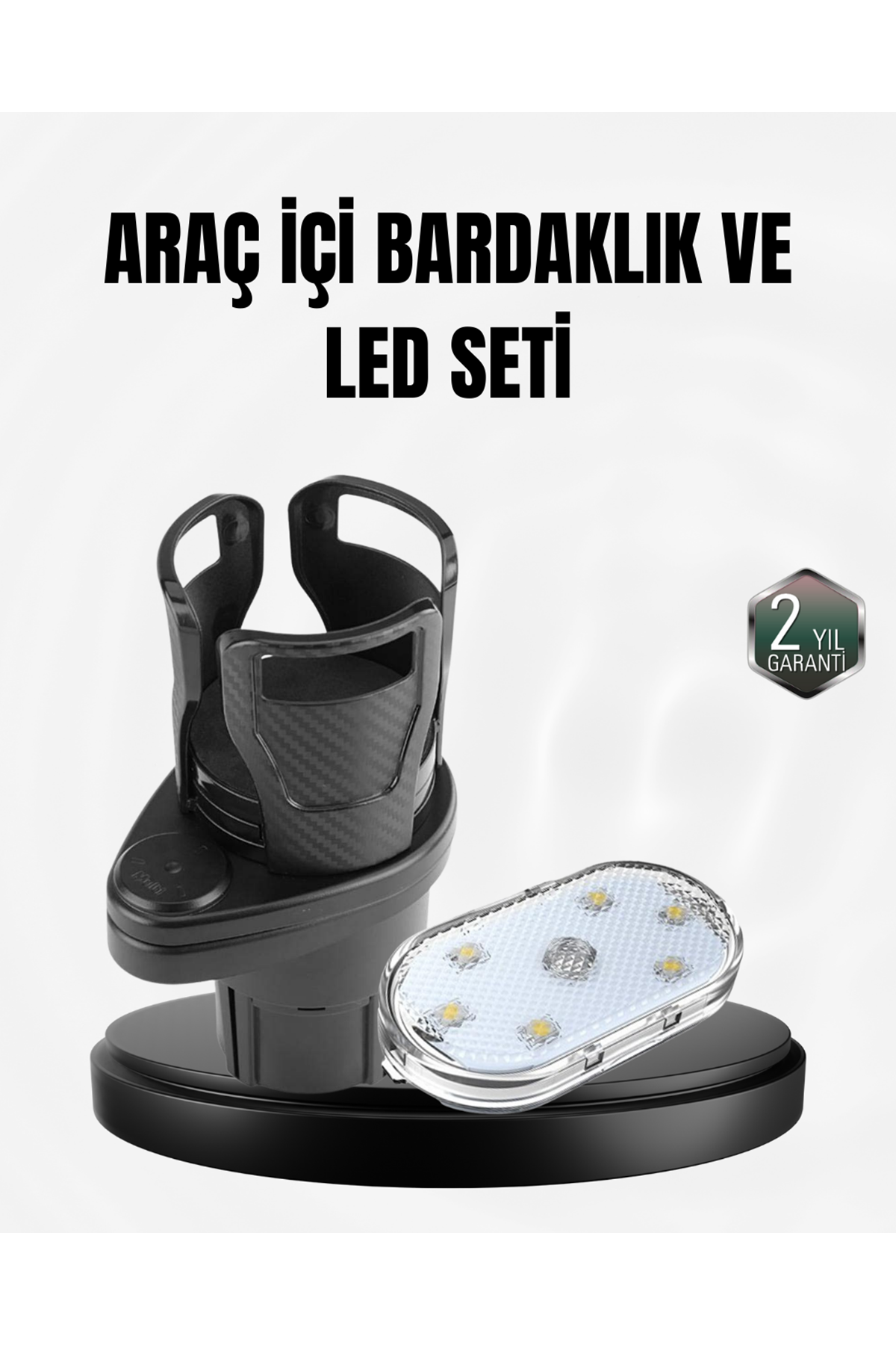 Araç İçi Düzen ve Ambiyans Seti Çift Bardak Tutucu + LED Işık