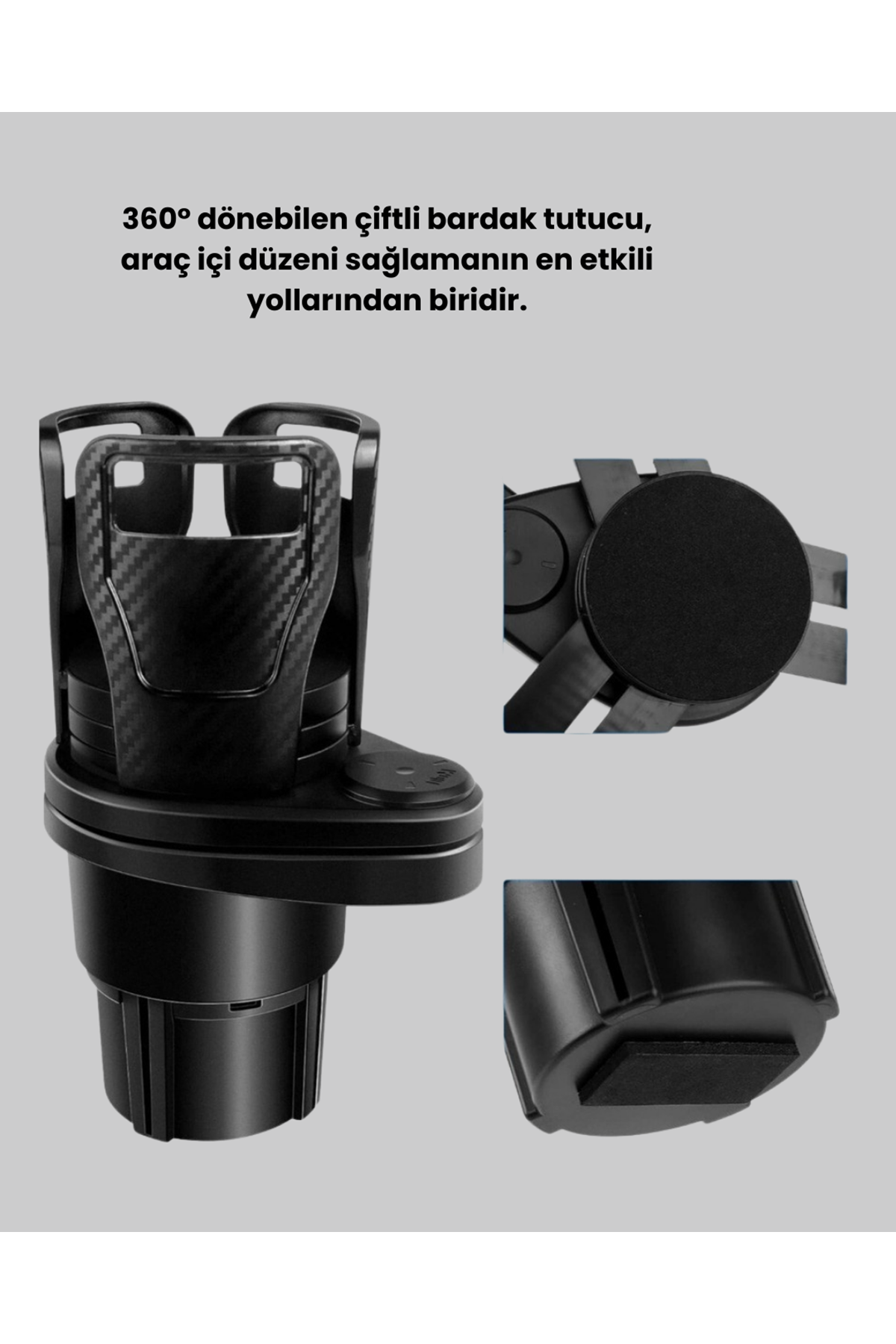 Araç İçi Düzen ve Ambiyans Seti Çift Bardak Tutucu + LED Işık