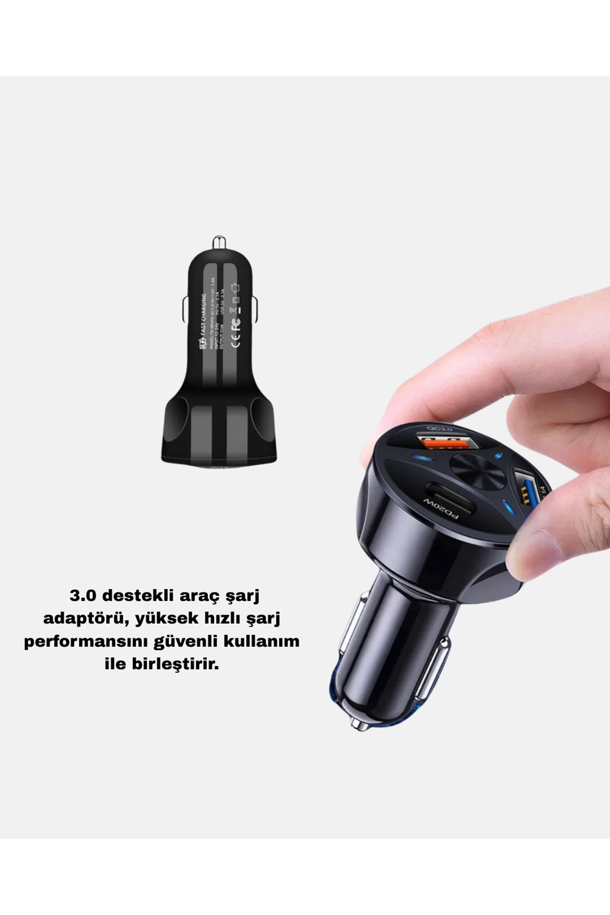 Araç İçi Telefon Tutucu + Quick Charge 3.0 Araç Şarj Cihazı Seti