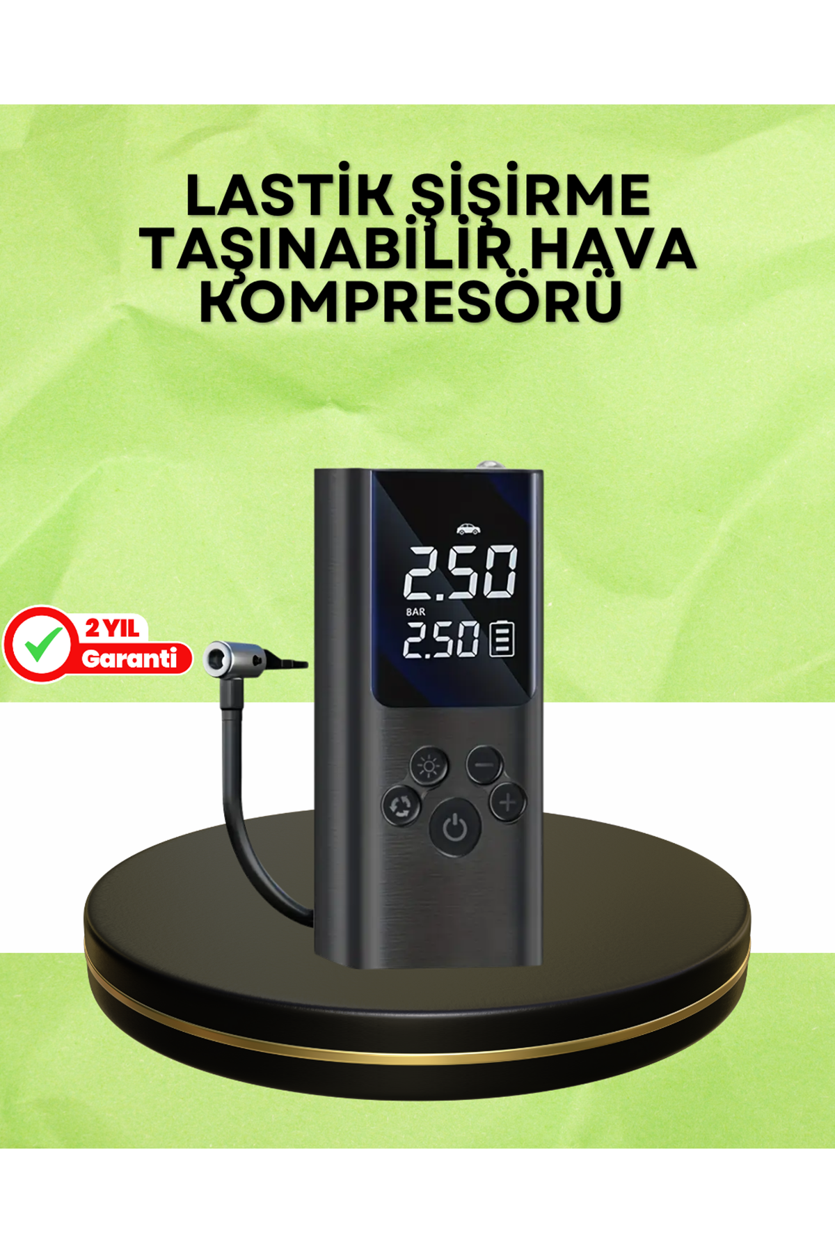 USB Şarjlı Taşınabilir Hava Kompresörü Dijital Ekranlı