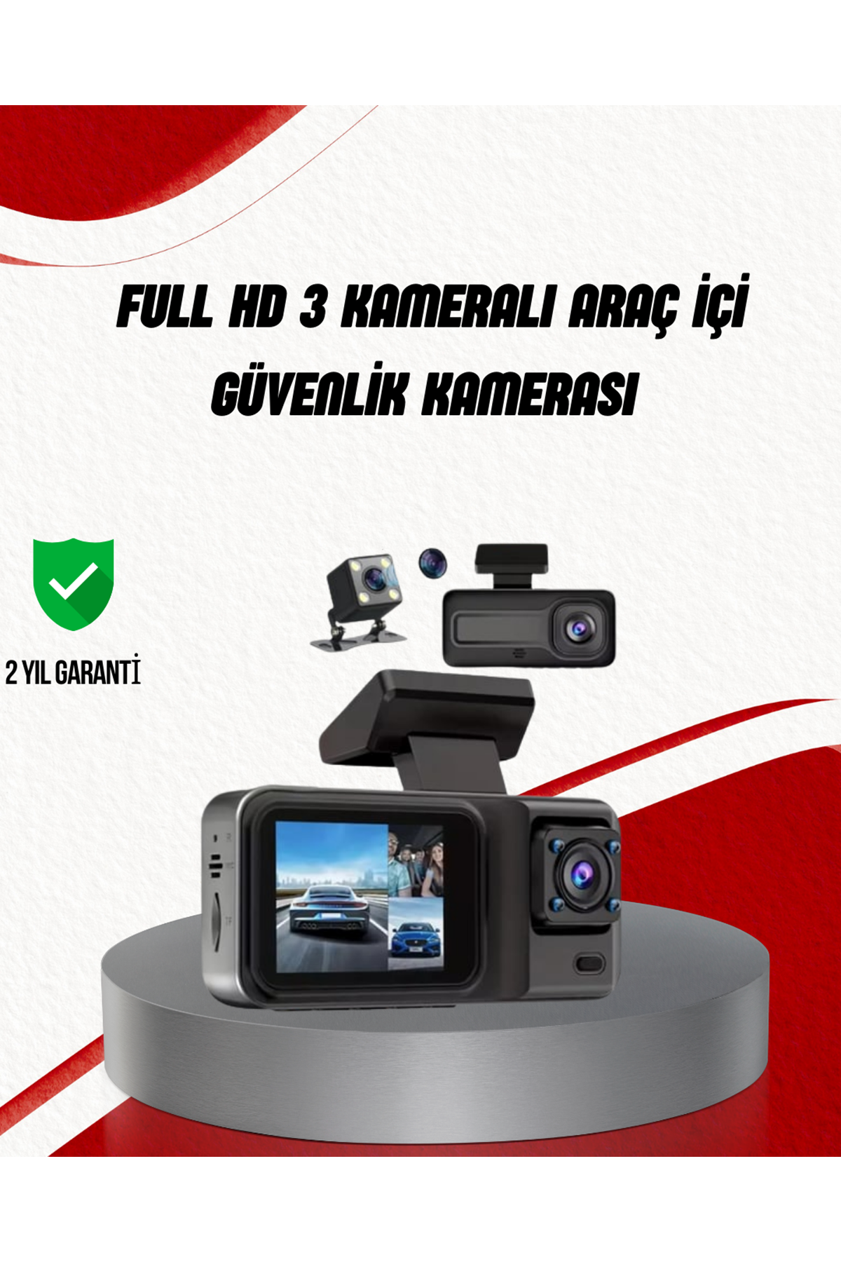 Ön Arka ve İç Kamera DashCam 360° Kapsamlı Full HD Araç Güvenlik Sistemi