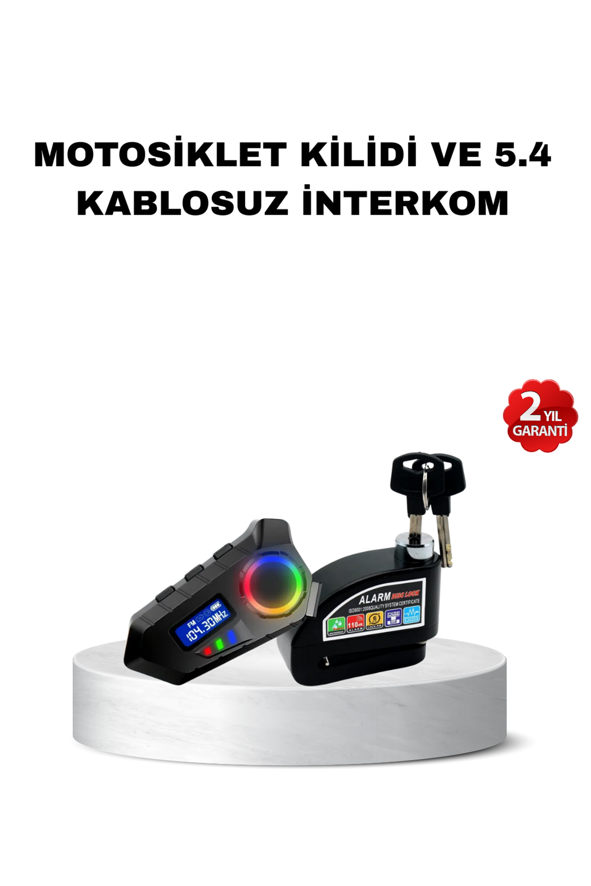 Bluetooth 5.4 İntercom ve Alarmlı Disk Kilidi Seti Güçlü Ses ve Güvenlik