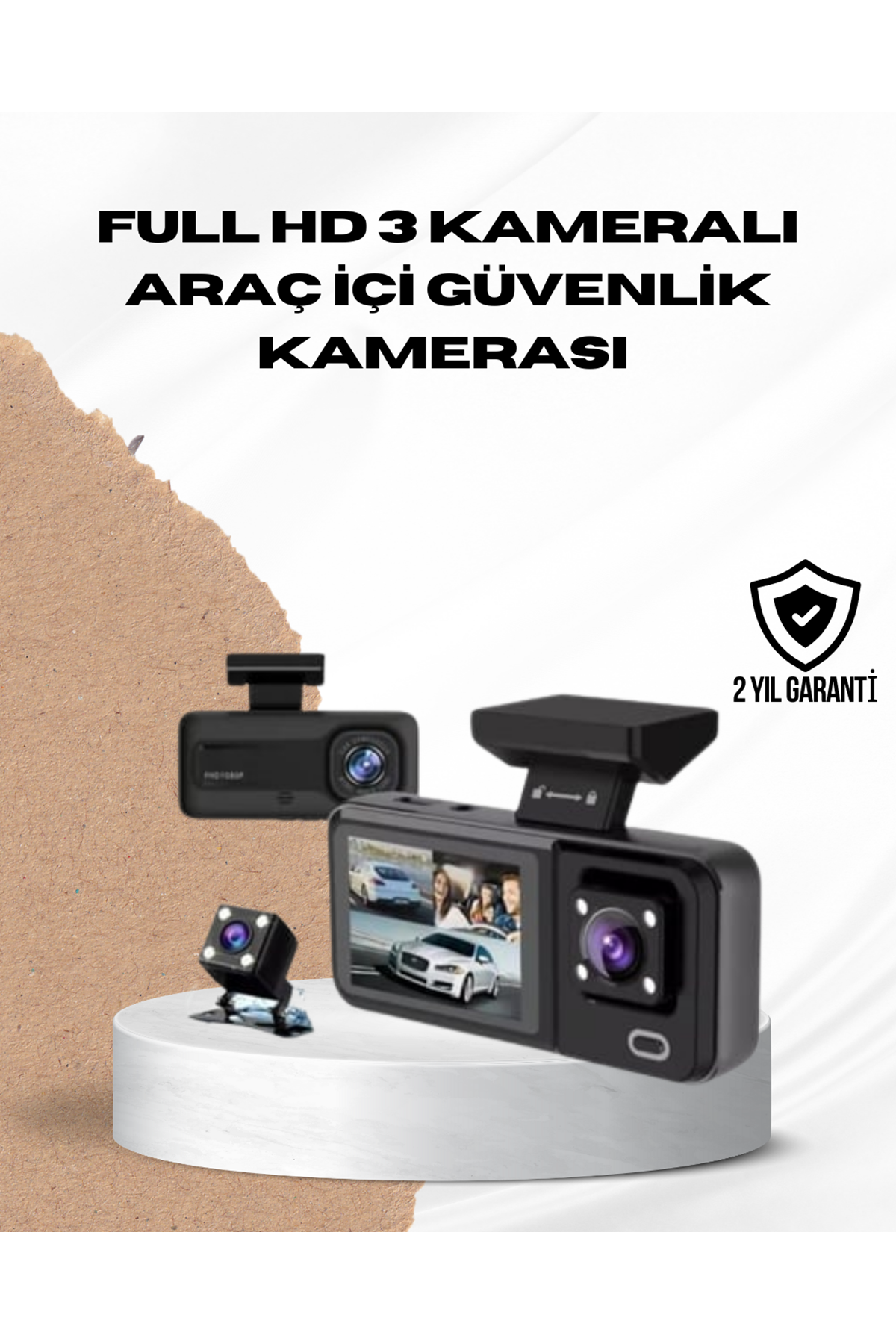 Wi-Fi Bağlantılı Full HD Araç Kamera Seti 3 Kameralı Park Koruma ve Döngü Kayıt