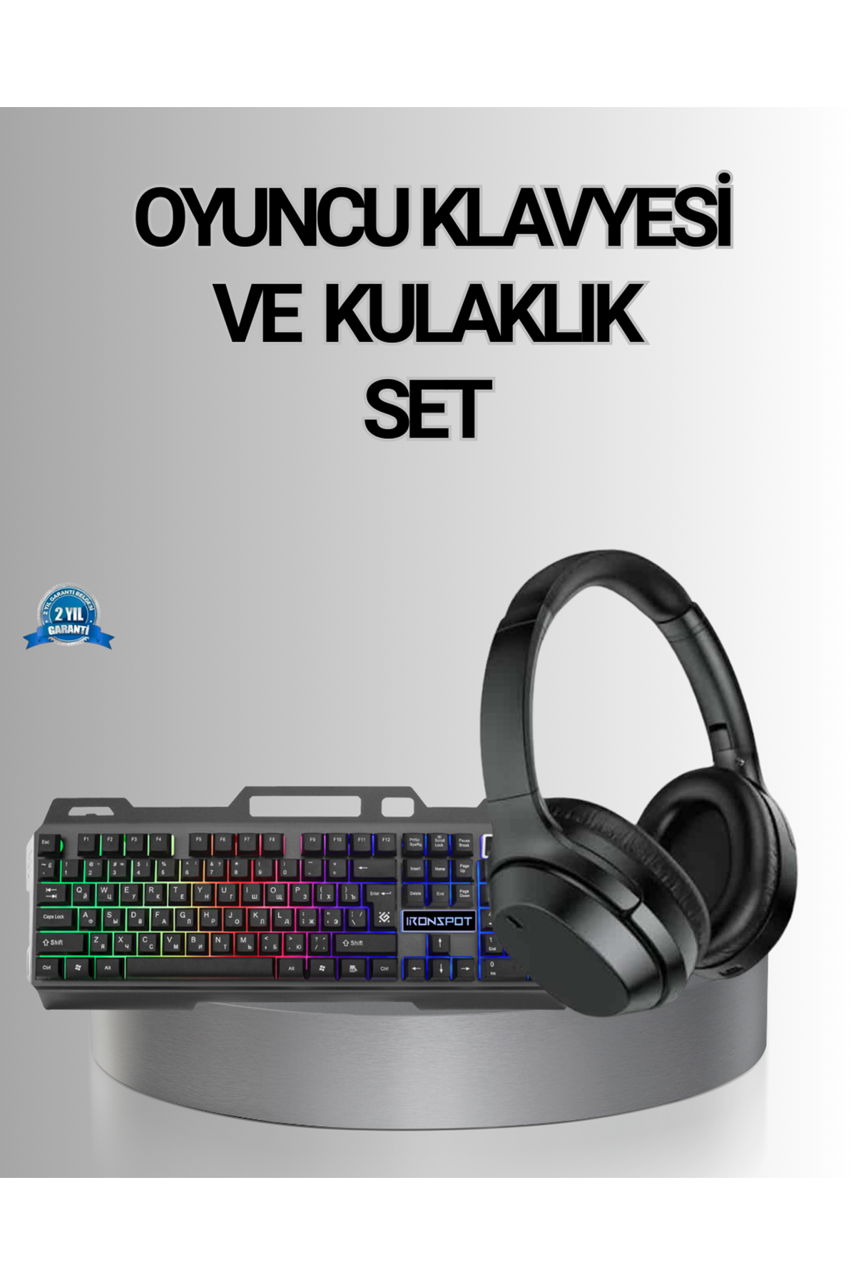 Işıklı Oyuncu Klavye Mouse ve Bluetooth Kulaklık Seti Türkçe Q USB