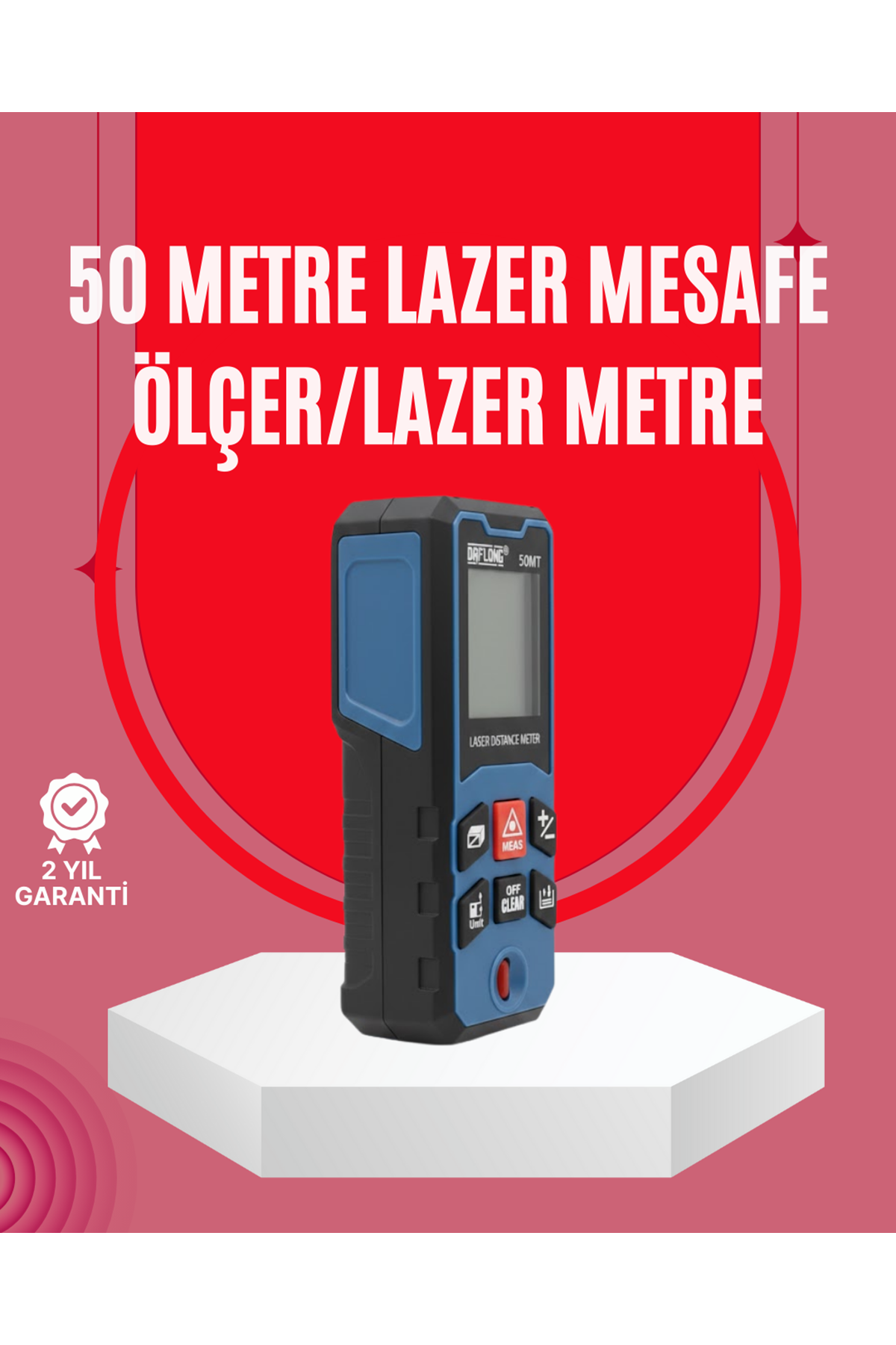 50 Metre Lazer Ölçüm Cihazı Alan ve Mesafe Hesaplama