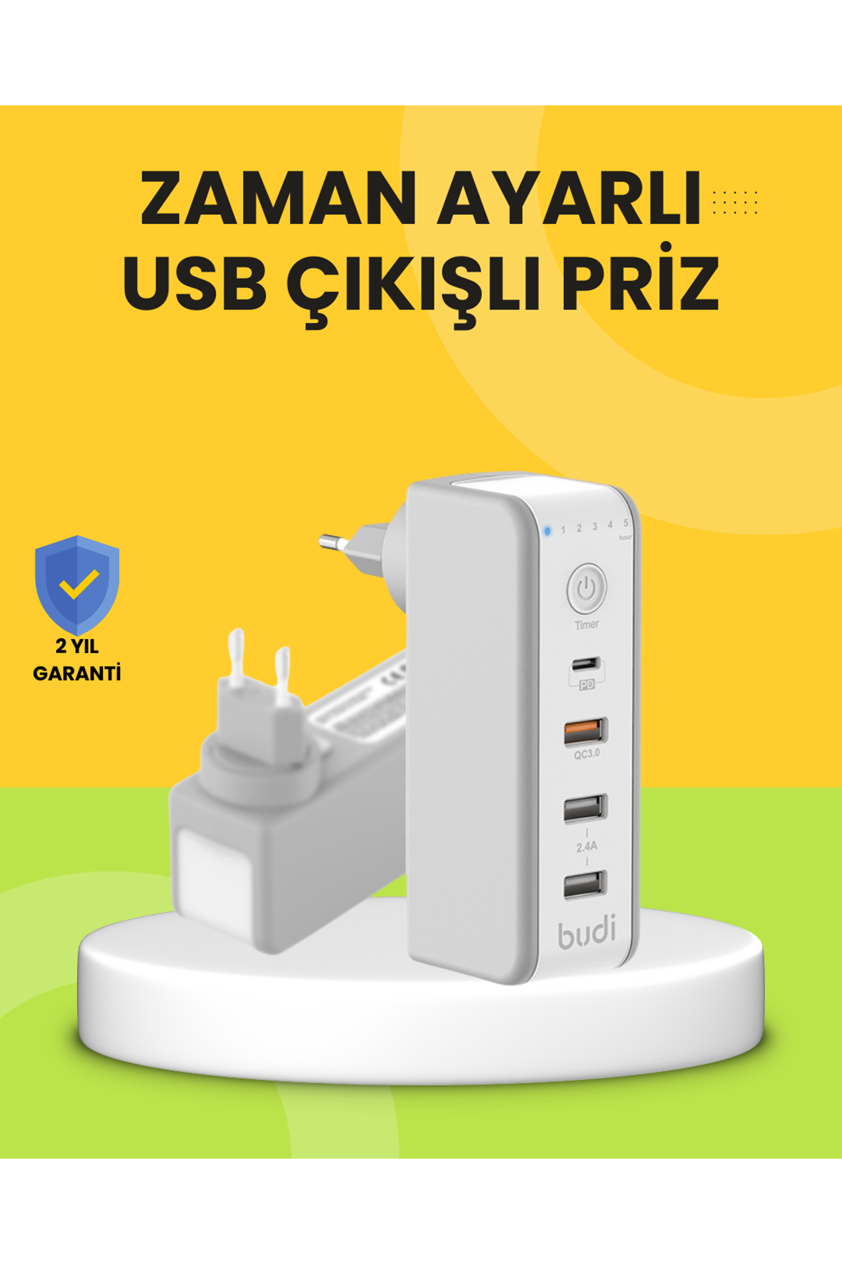 Hızlı Şarj Destekli Zaman Ayarlı USB Şarj Adaptörü