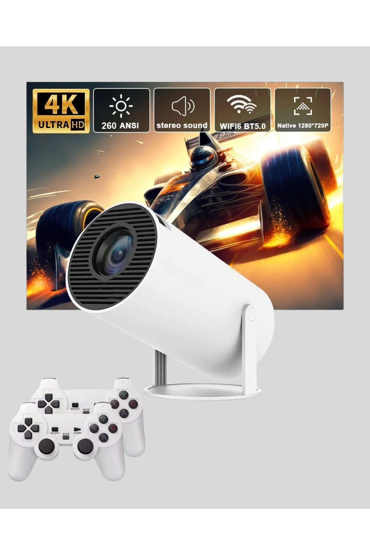 Kablosuz Mini Projeksiyon Cihazı Oyun ve Film İçin Taşınabilir Ev Sineması