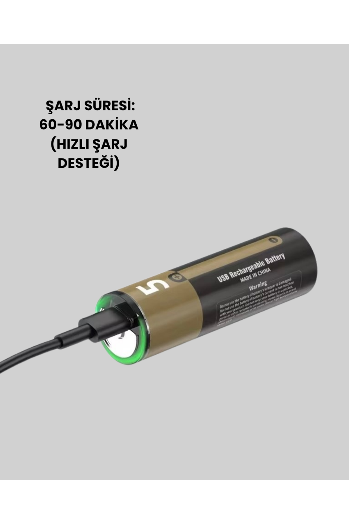 Type-C USB ile Hızlı Şarj Edilebilir AA Kalem Pil | 1.5V Lityum | Çiftli Paket