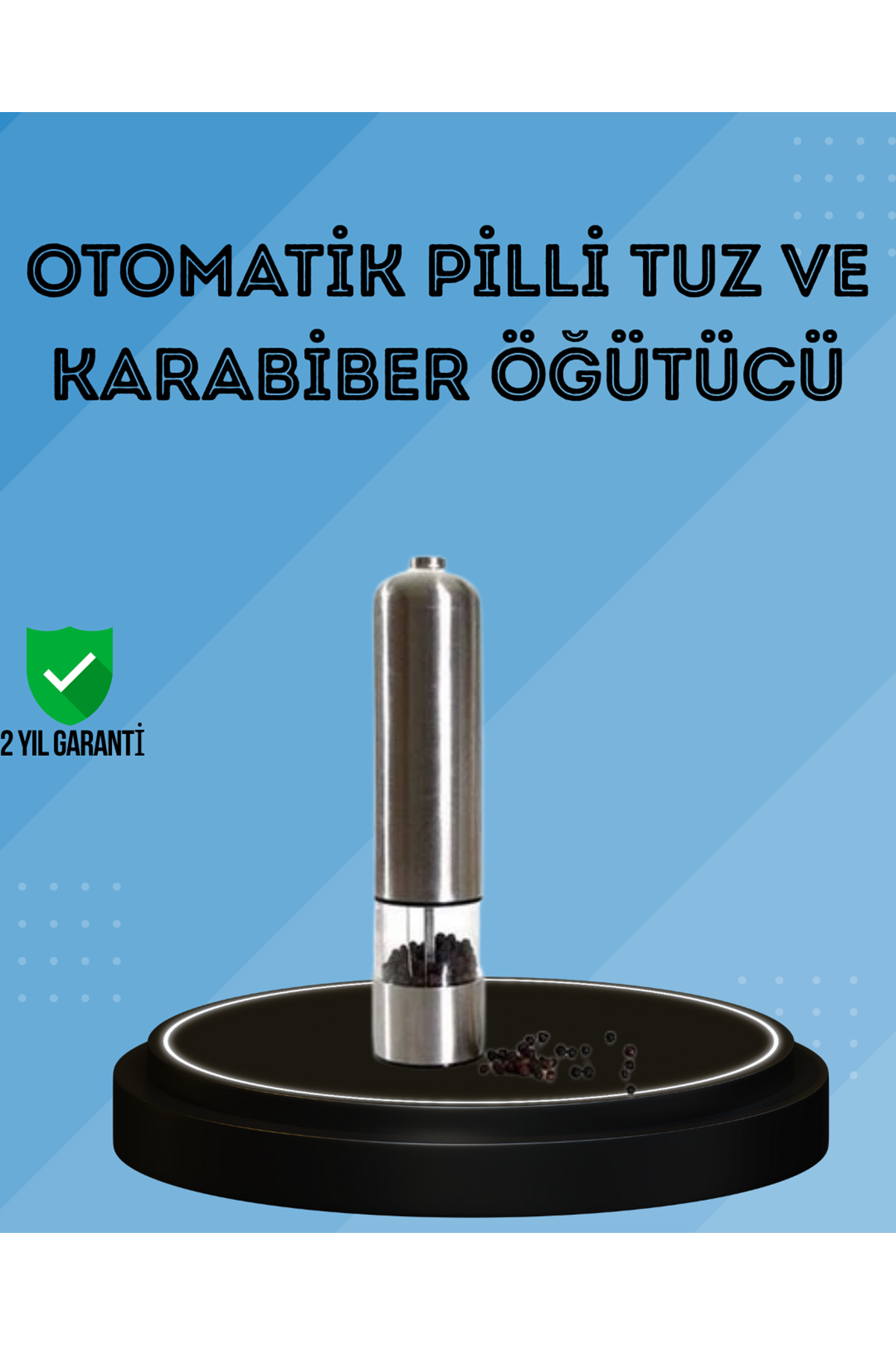 Pilli Baharat Değirmeni Karabiber Tuz ve Baharat Öğütücü