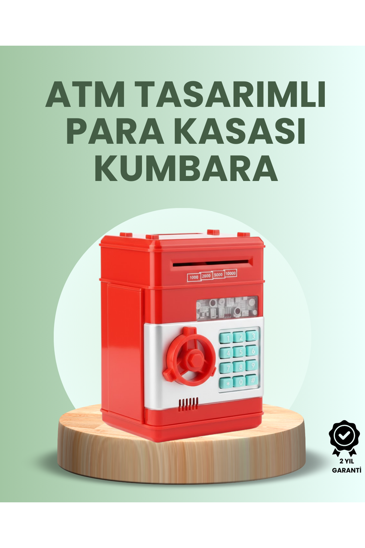 Kırmızı ATM Kasa Tipi Para Biriktirme Kumbarası