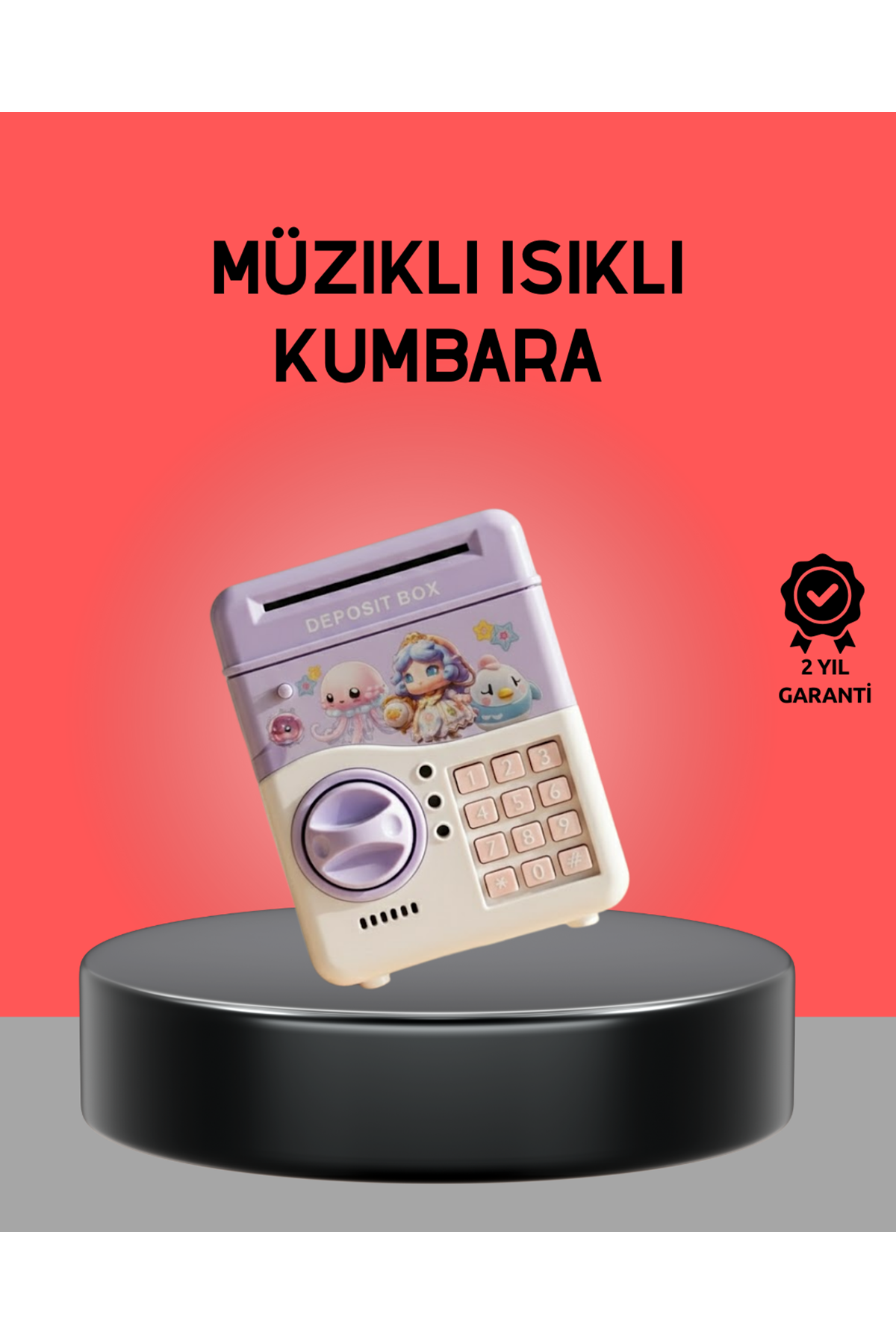 Çocuklar İçin Elektronik Şifreli Para Biriktirme Kumbarası Mor