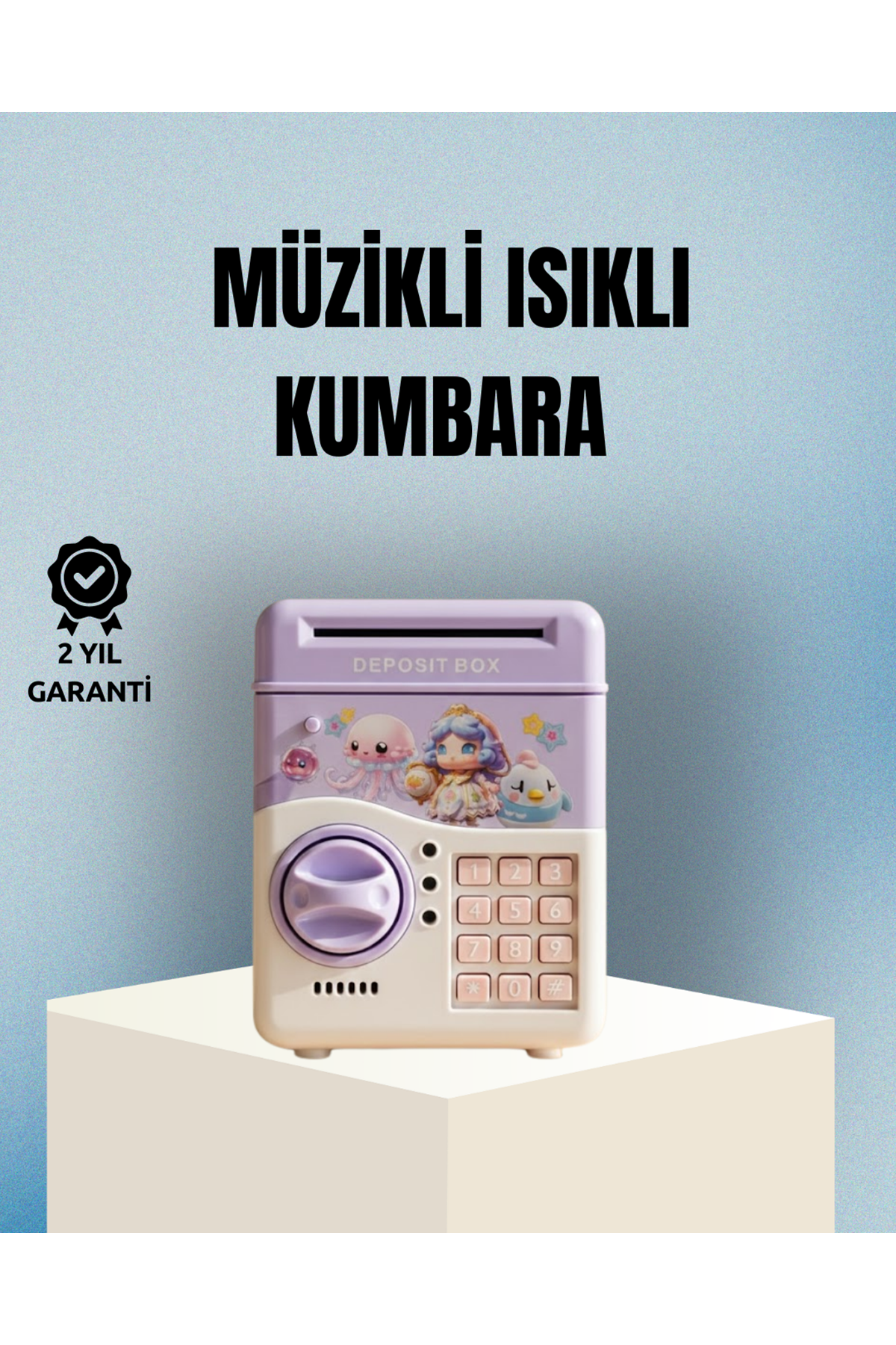 Işıklı Sesli Şifreli Otomatik Para Çeken Kumbara Mor