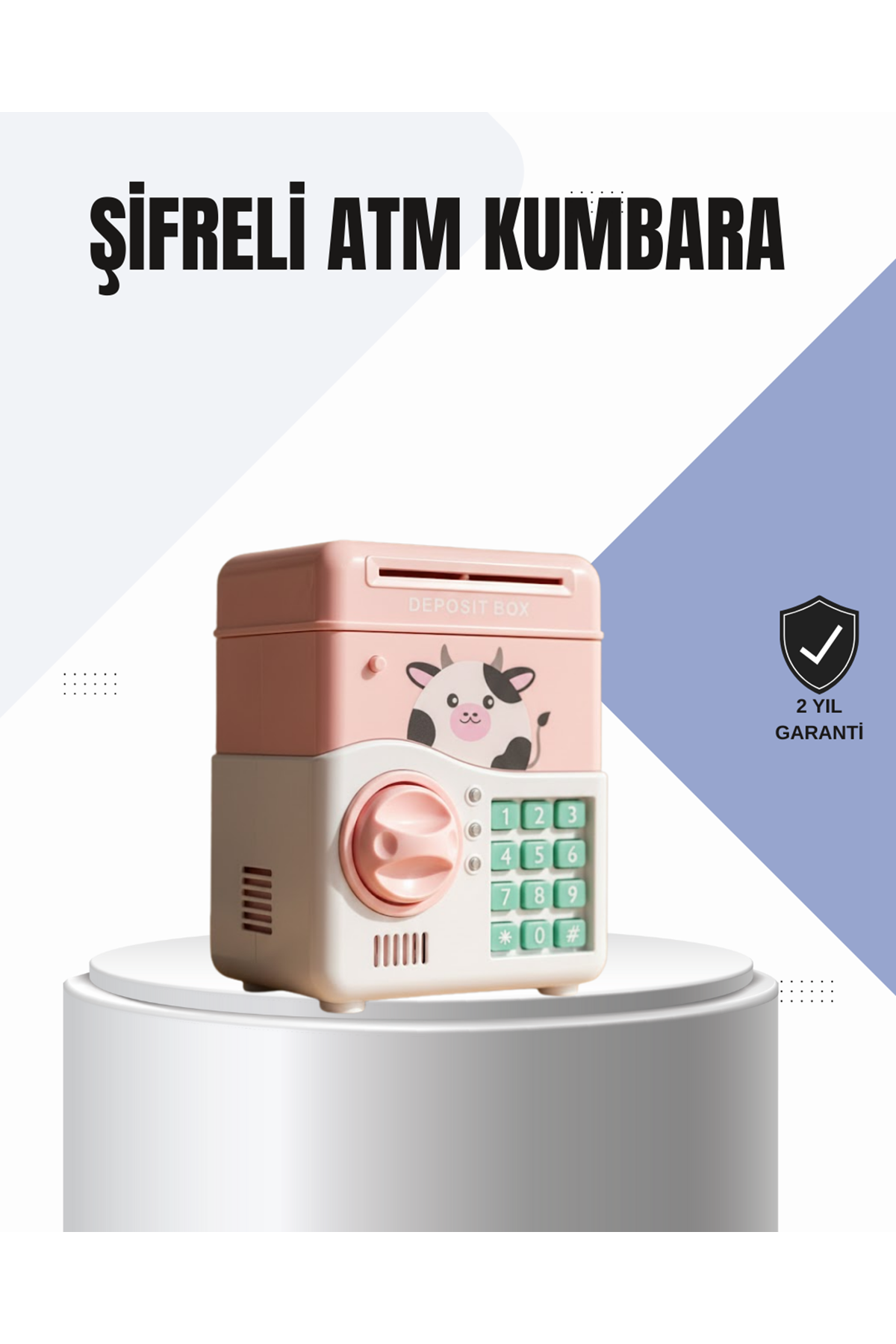 Pembe Elektronik Şifreli Otomatik Para Çeken ATM Kumbarası